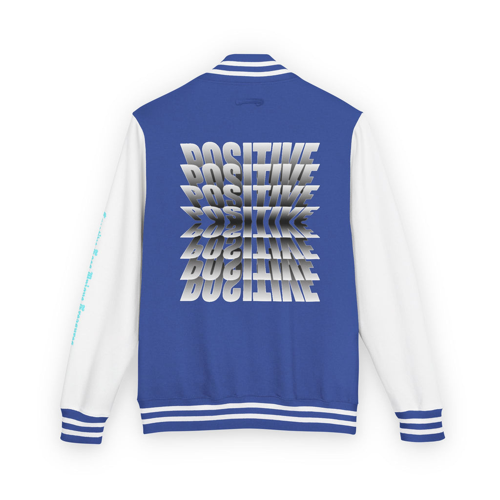 Unisex Heavyweight Letterman Jacket, Trendy Varsity Jacket, Youthful Streetwear, Positive Vibes Outerwear, Perfect for Casual Outings, [...]