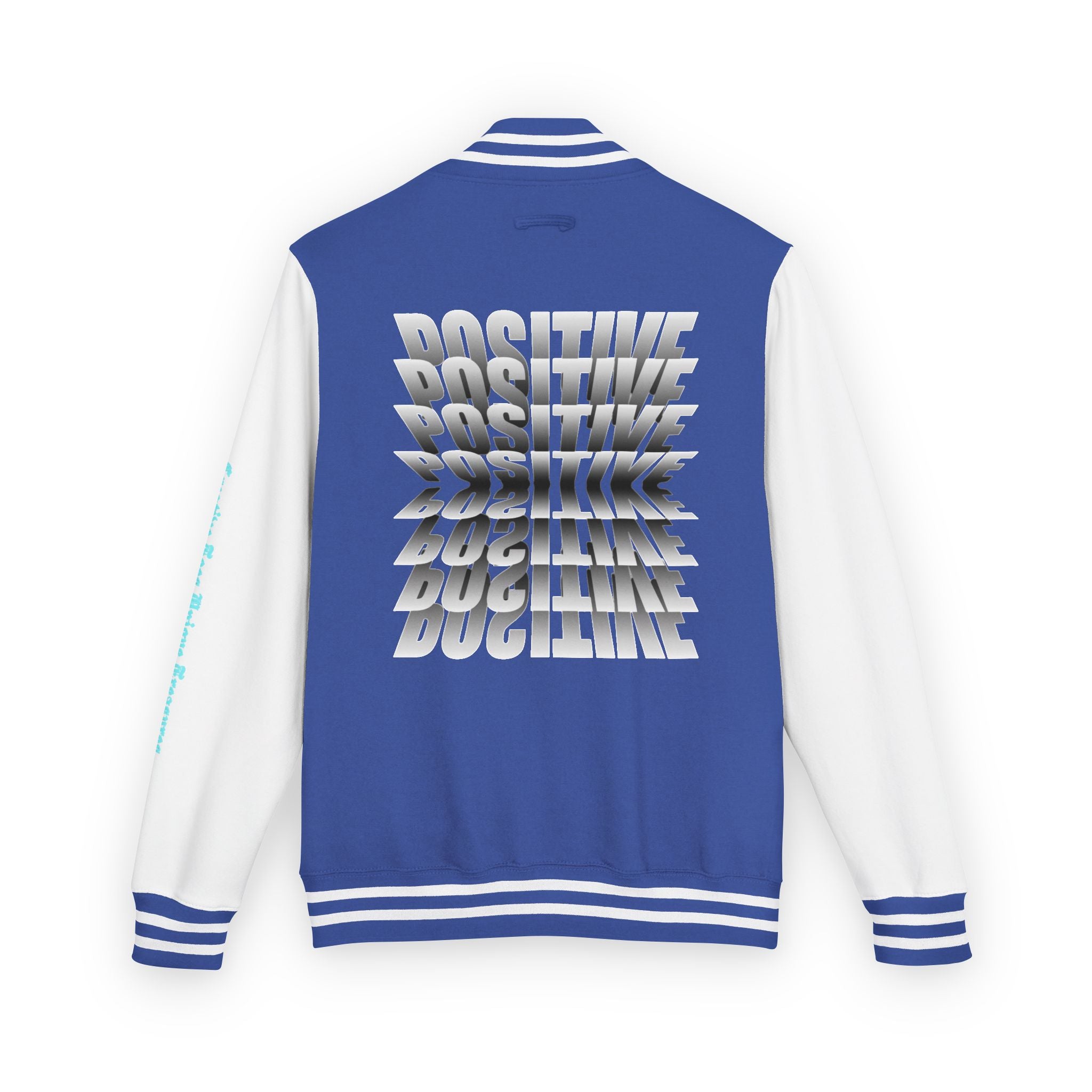 Unisex Heavyweight Letterman Jacket, Trendy Varsity Jacket, Youthful Streetwear, Positive Vibes Outerwear, Perfect for Casual Outings, [...]