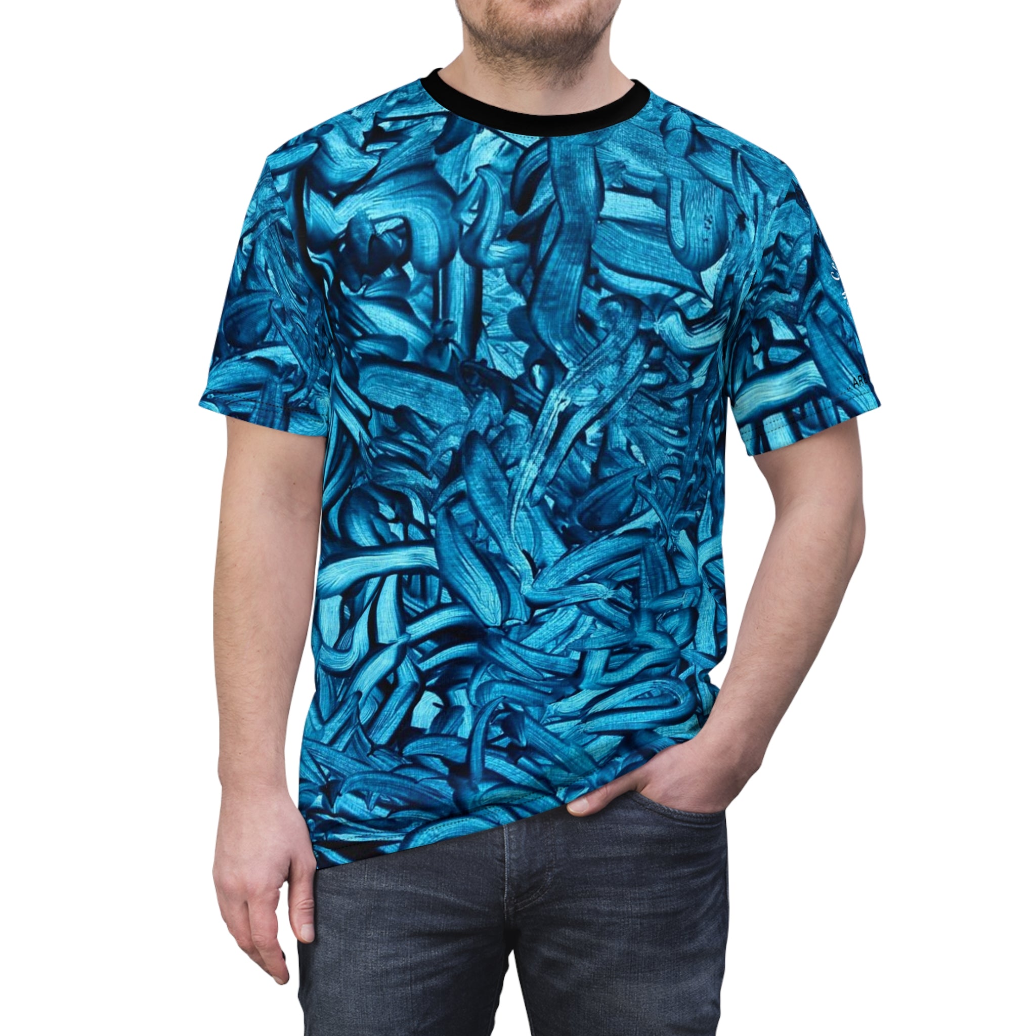Vibrant “True Blue ||” Abstract Unisex Cut & Sew Tee