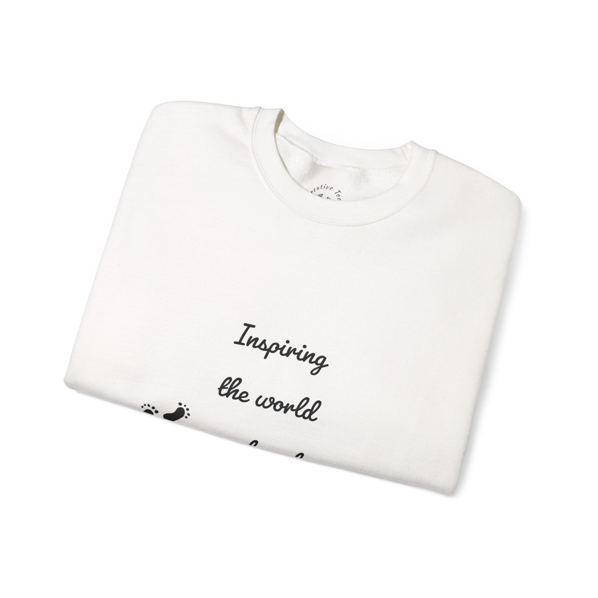 “Inspiring The world One Toe At A Time” Unisex Crewneck Sweatshirt | Creative Toes Art Gallery