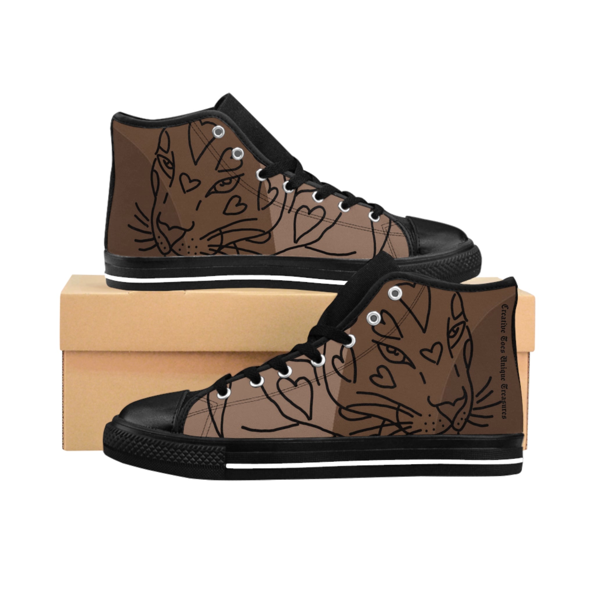 Stylish Cat-Themed High-Top Sneakers for Animal Lovers, Unique Gift for Pet Owners, Comfortable Casual Footwear, Trendy Animal Print Shoes