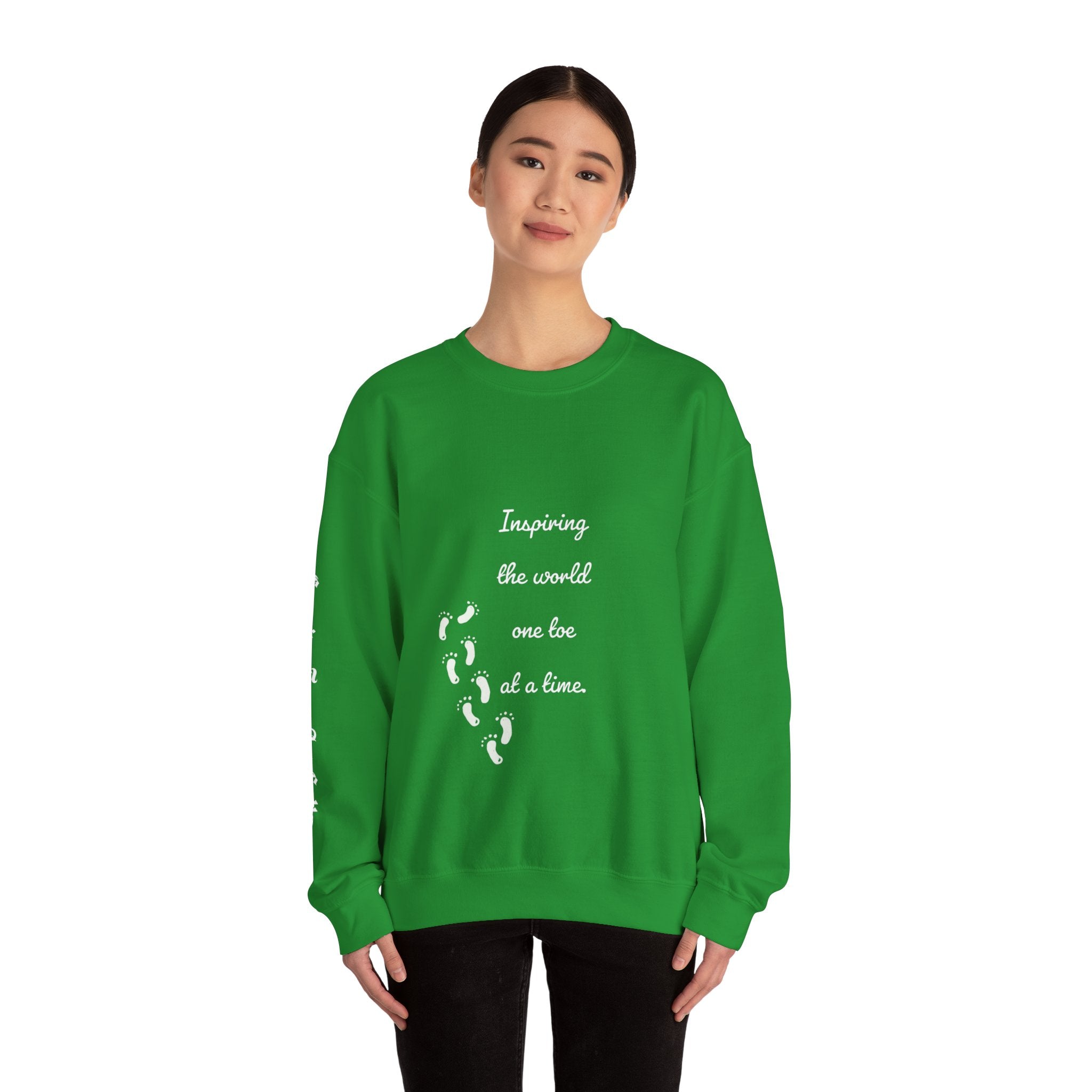 “Inspiring The world One Toe At A Time” Unisex Crewneck Sweatshirt | Creative Toes Art Gallery