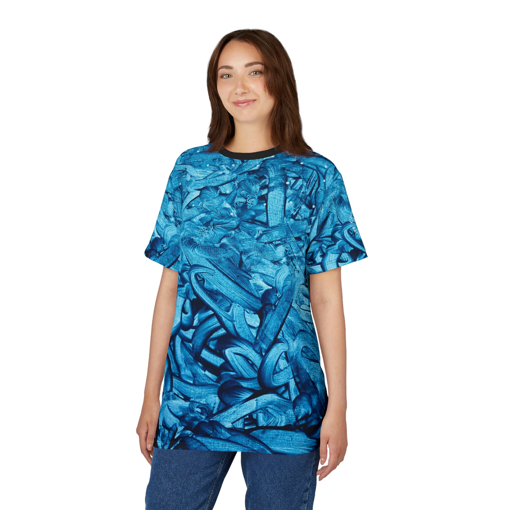 Vibrant “True Blue |” Abstract Unisex Cut & Sew Tee