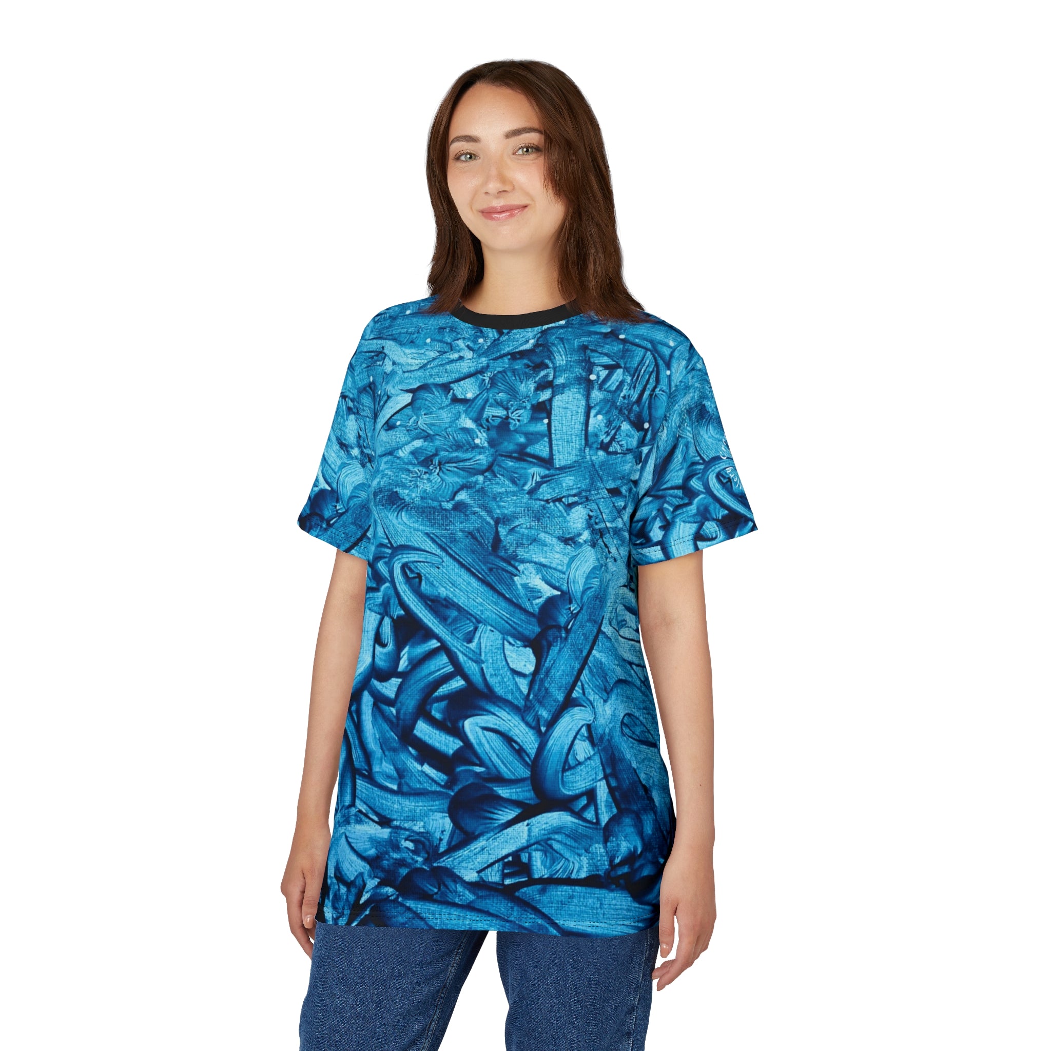 Vibrant “True Blue |” Abstract Unisex Cut & Sew Tee