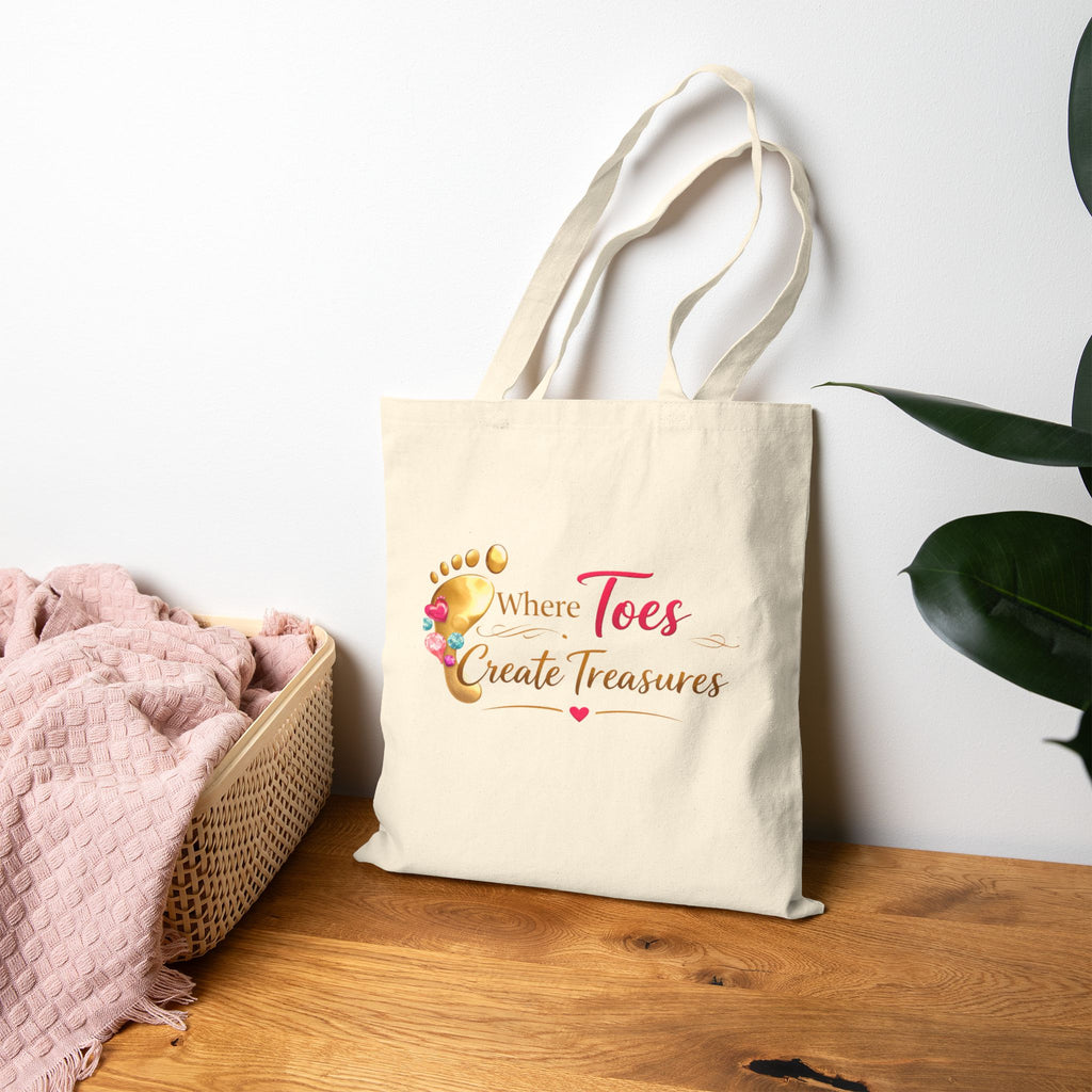 “Where Toes Create Treasures” — Cotton Canvas Tote Bag