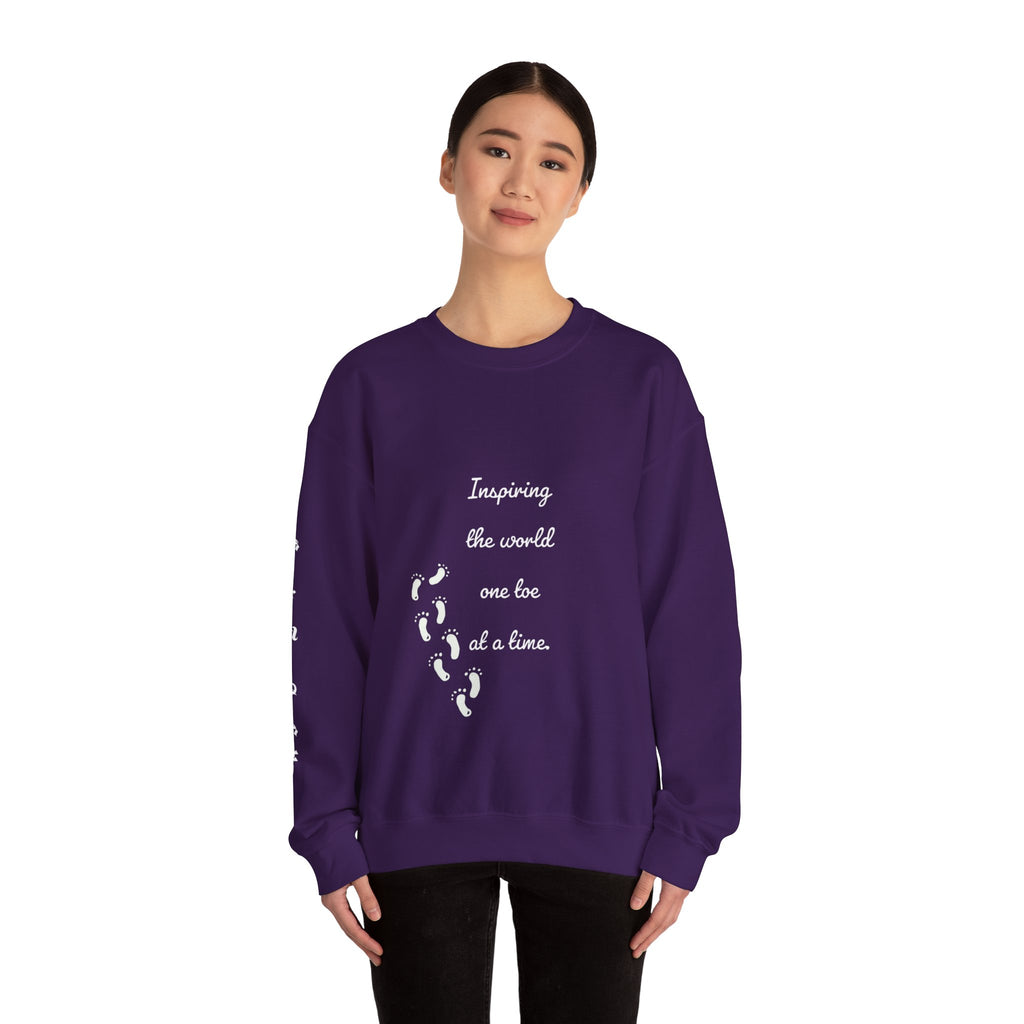 “Inspiring The world One Toe At A Time” Unisex Crewneck Sweatshirt | Creative Toes Art Gallery