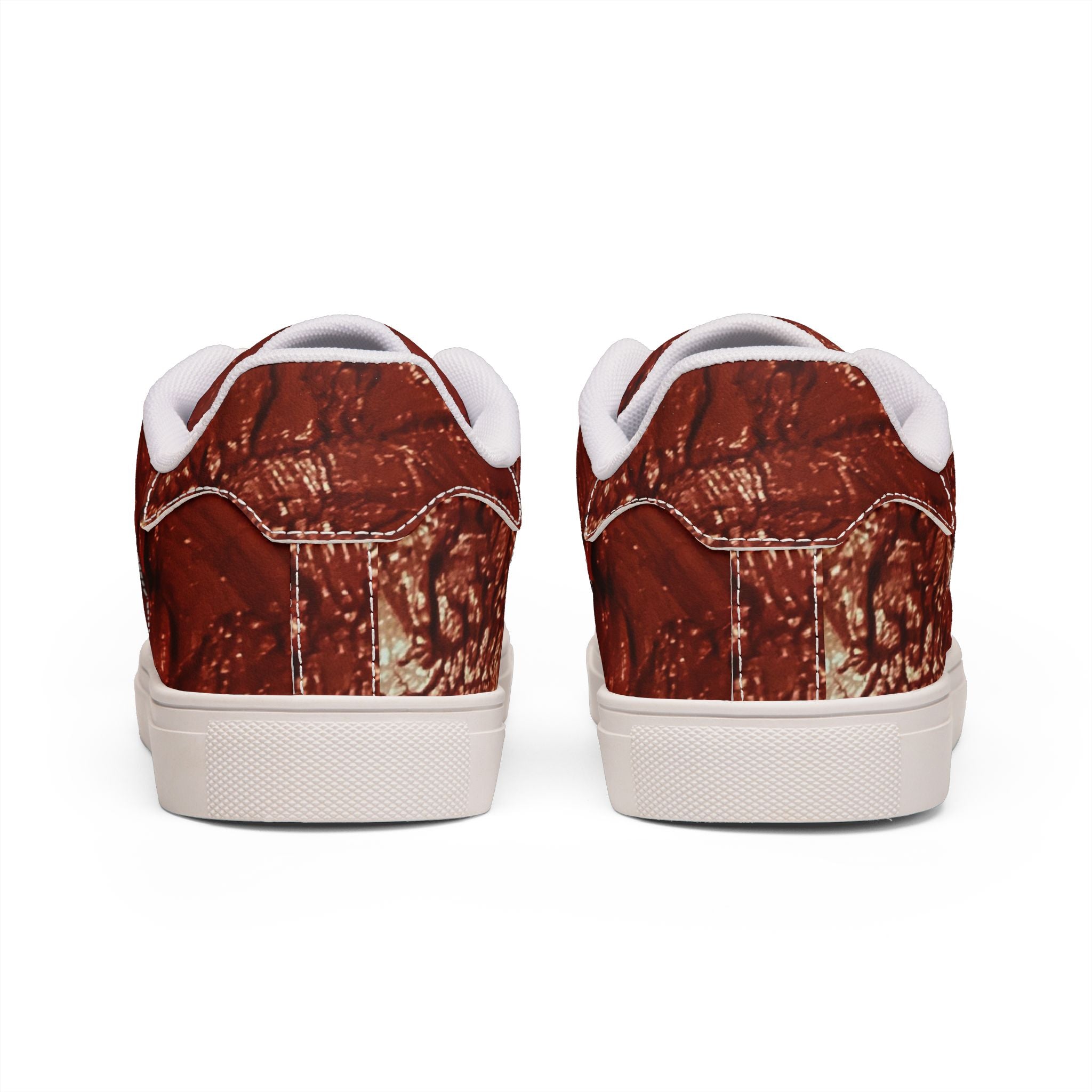 “Le sang qui sauver” Women Leather Low-Top Sneakers - Original Painting