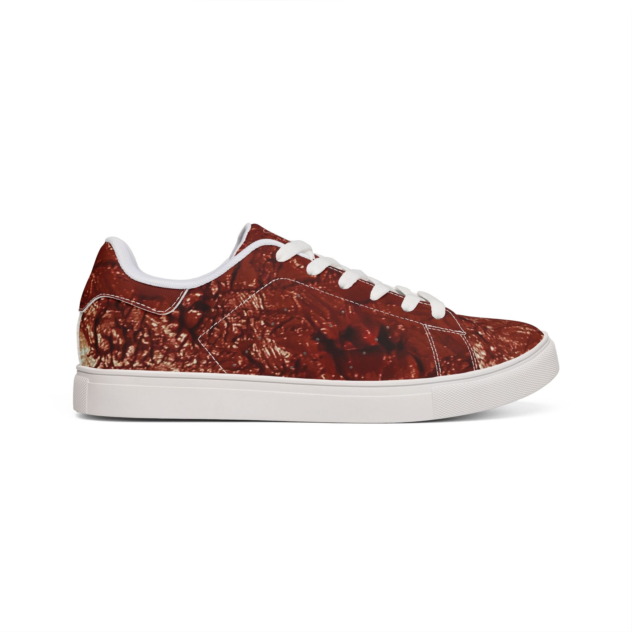 “Le sang qui sauver” Men Leather Low-Top Sneakers - Original Painting