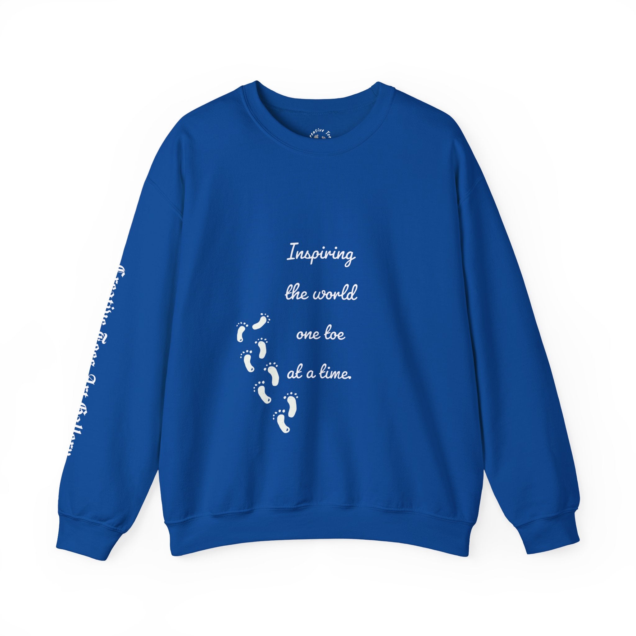 “Inspiring The world One Toe At A Time” Unisex Crewneck Sweatshirt | Creative Toes Art Gallery