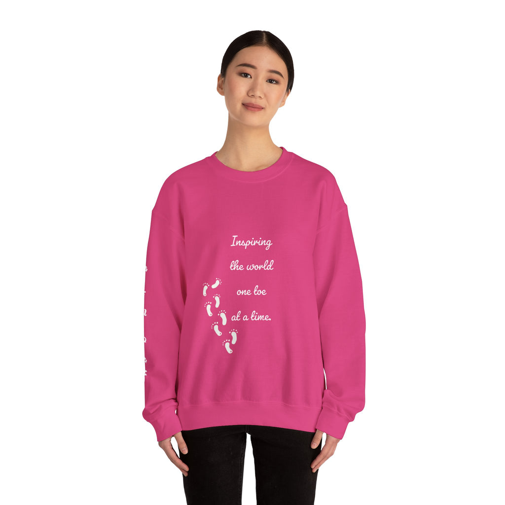 “Inspiring The world One Toe At A Time” Unisex Crewneck Sweatshirt | Creative Toes Art Gallery
