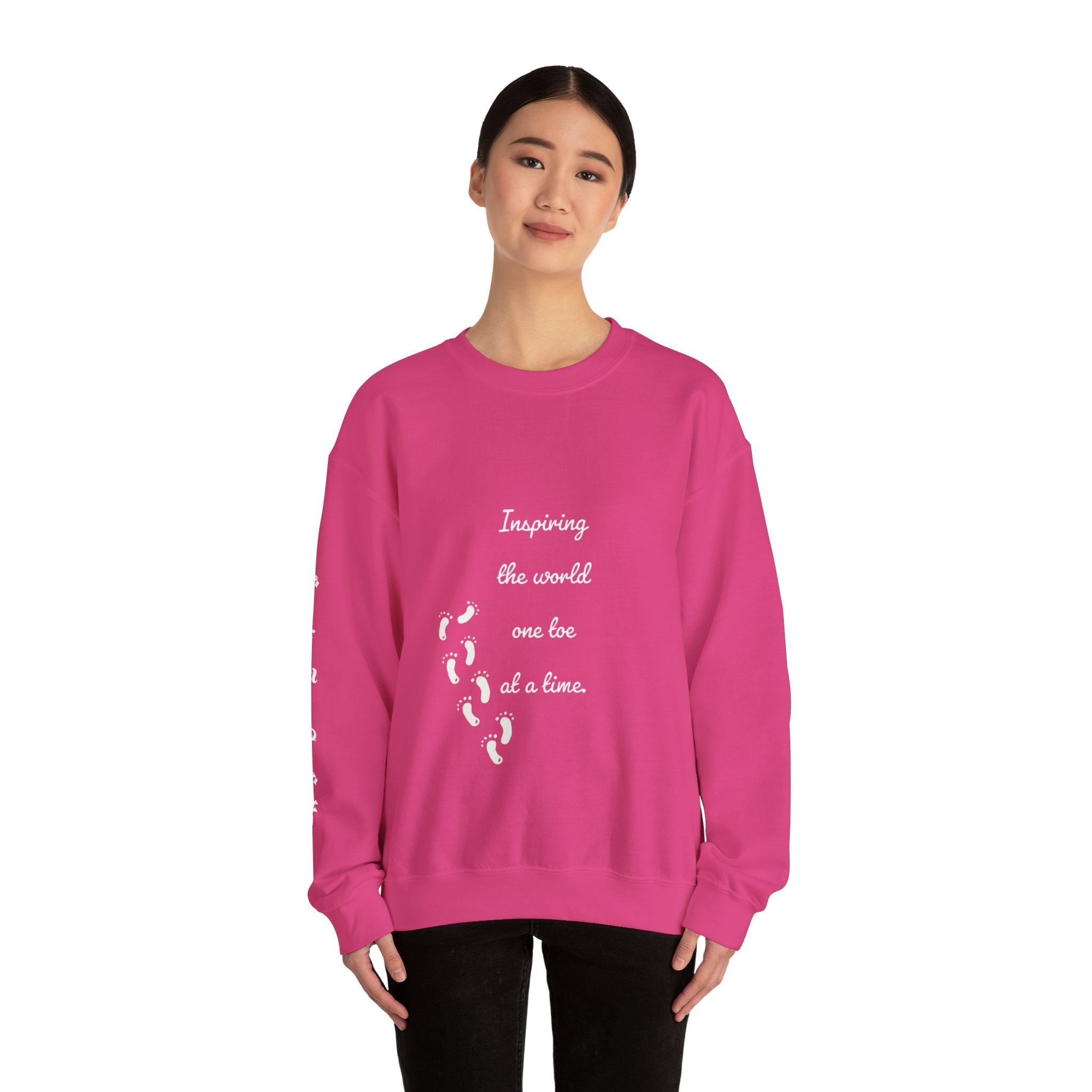 “Inspiring The world One Toe At A Time” Unisex Crewneck Sweatshirt | Creative Toes Art Gallery