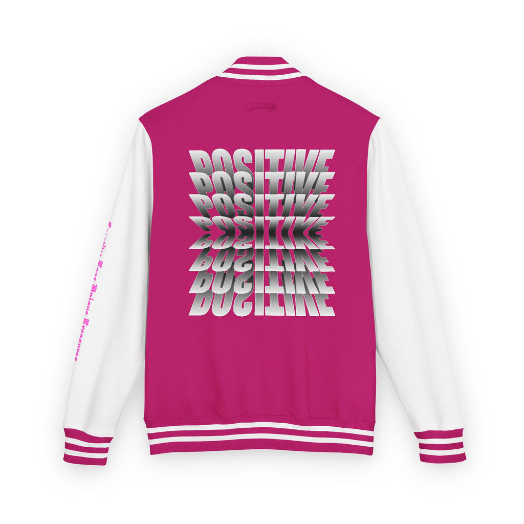 Unisex Heavyweight Letterman Jacket, Trendy Varsity Jacket, Youthful Streetwear, Positive Vibes Outerwear, Perfect for Casual Outings, [...]