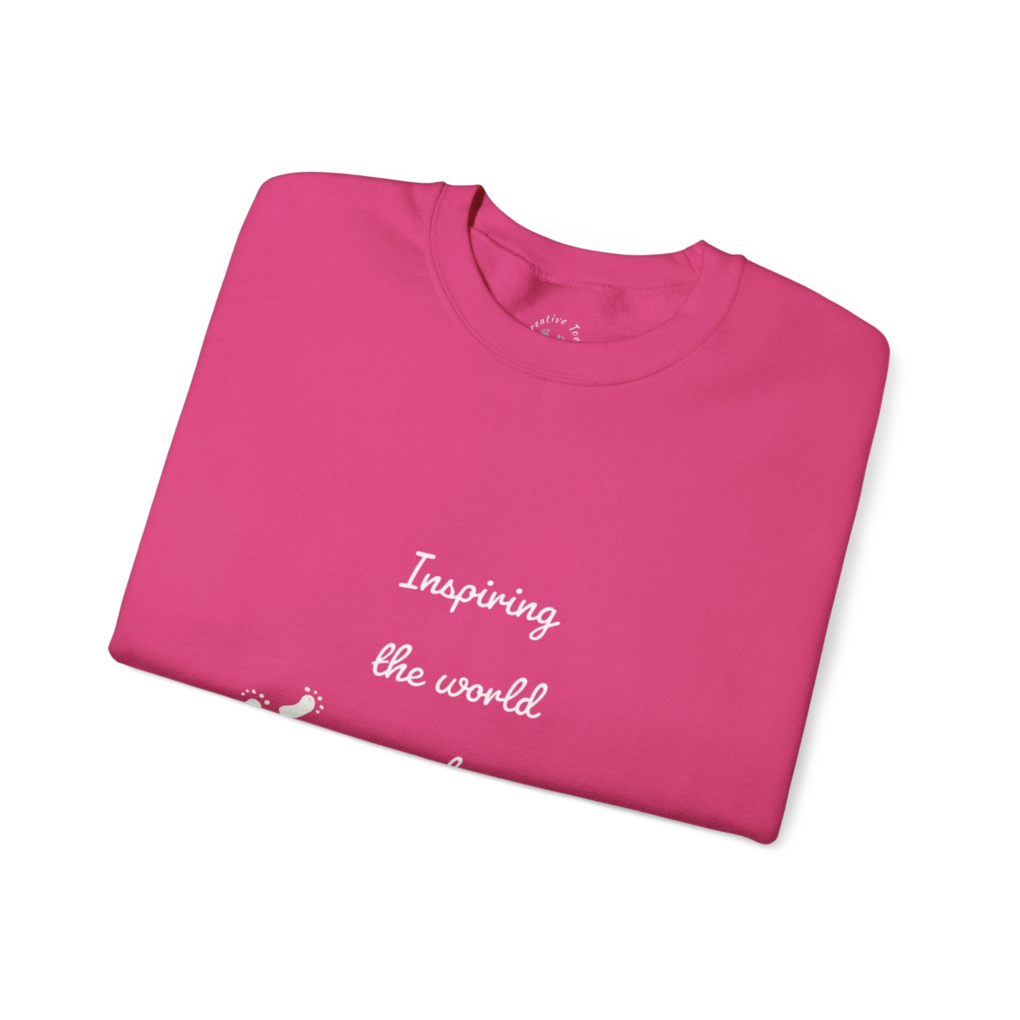 “Inspiring The world One Toe At A Time” Unisex Crewneck Sweatshirt | Creative Toes Art Gallery