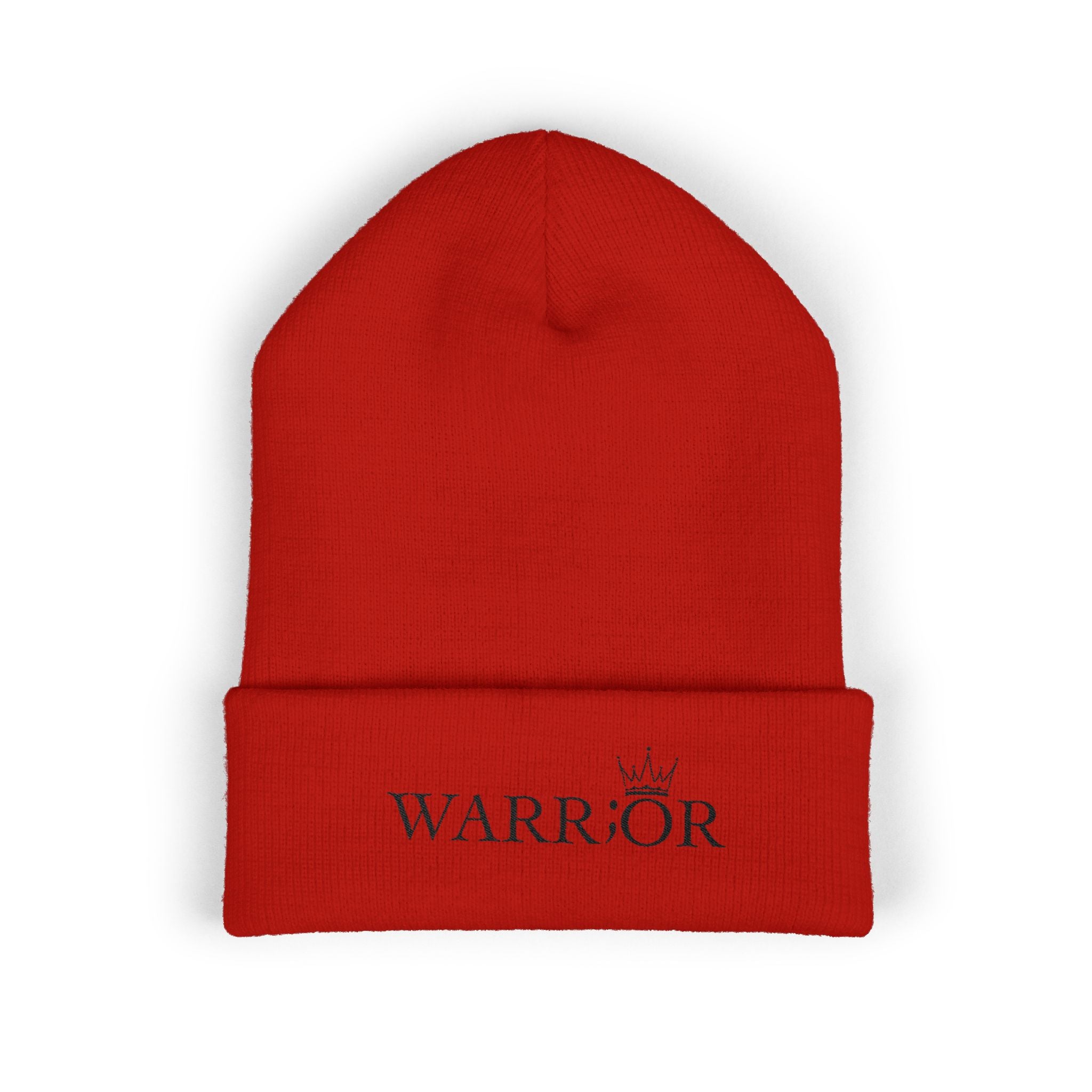 Classic Cuffed Beanie | Embroidered Warrior Hat for Adventurers, Winter Fashion, Gift for Her, Cozy Knit Cap, Unisex Beanie