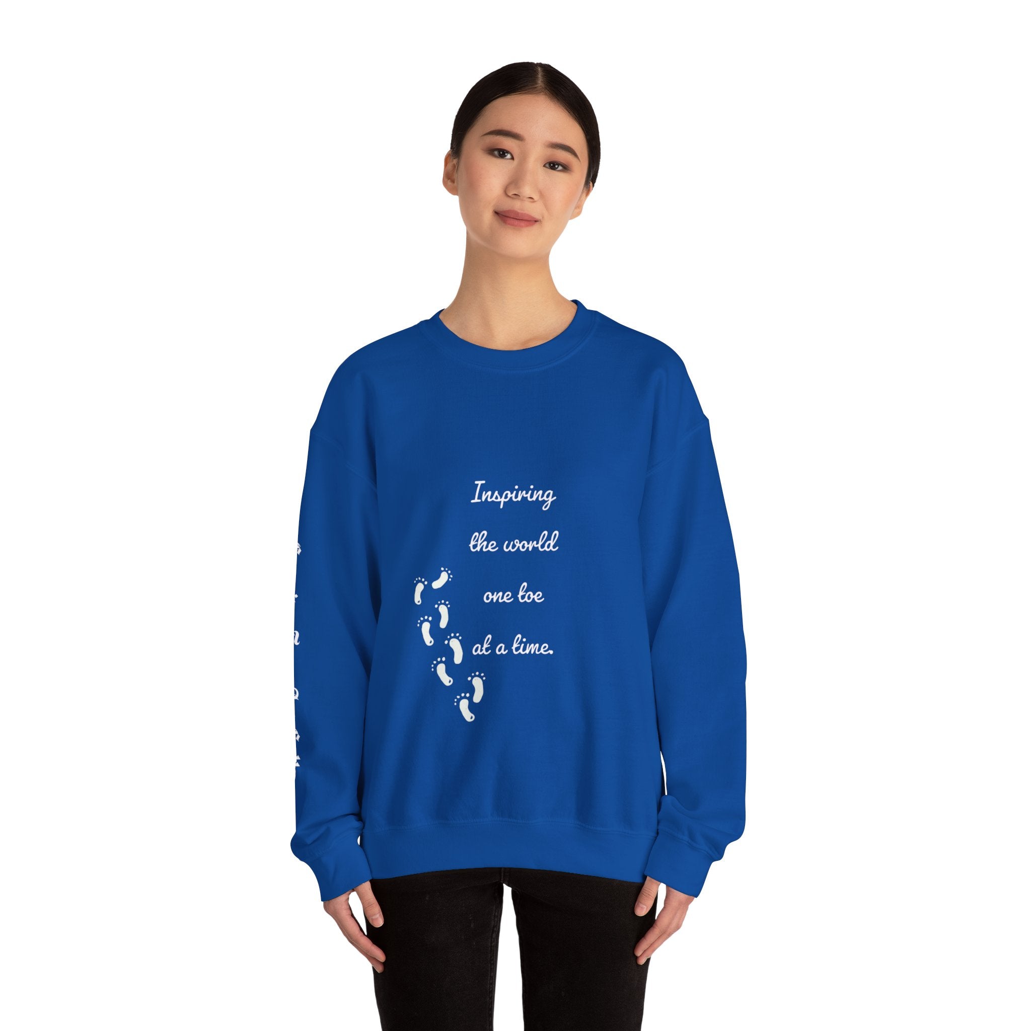 “Inspiring The world One Toe At A Time” Unisex Crewneck Sweatshirt | Creative Toes Art Gallery