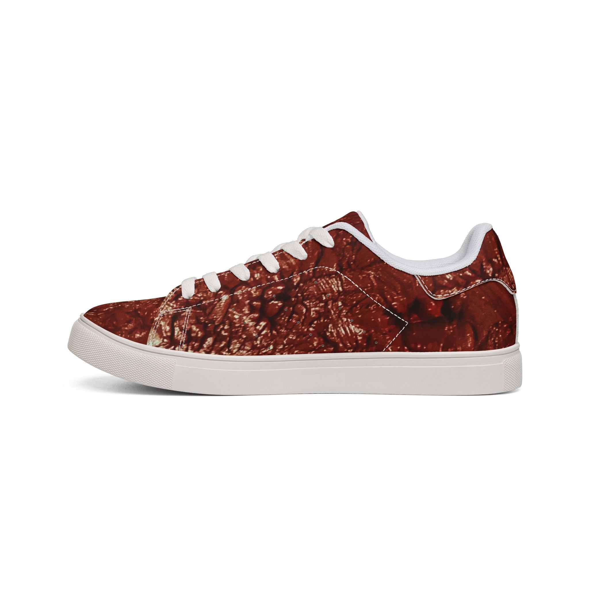 “Le sang qui sauver” Women Leather Low-Top Sneakers - Original Painting