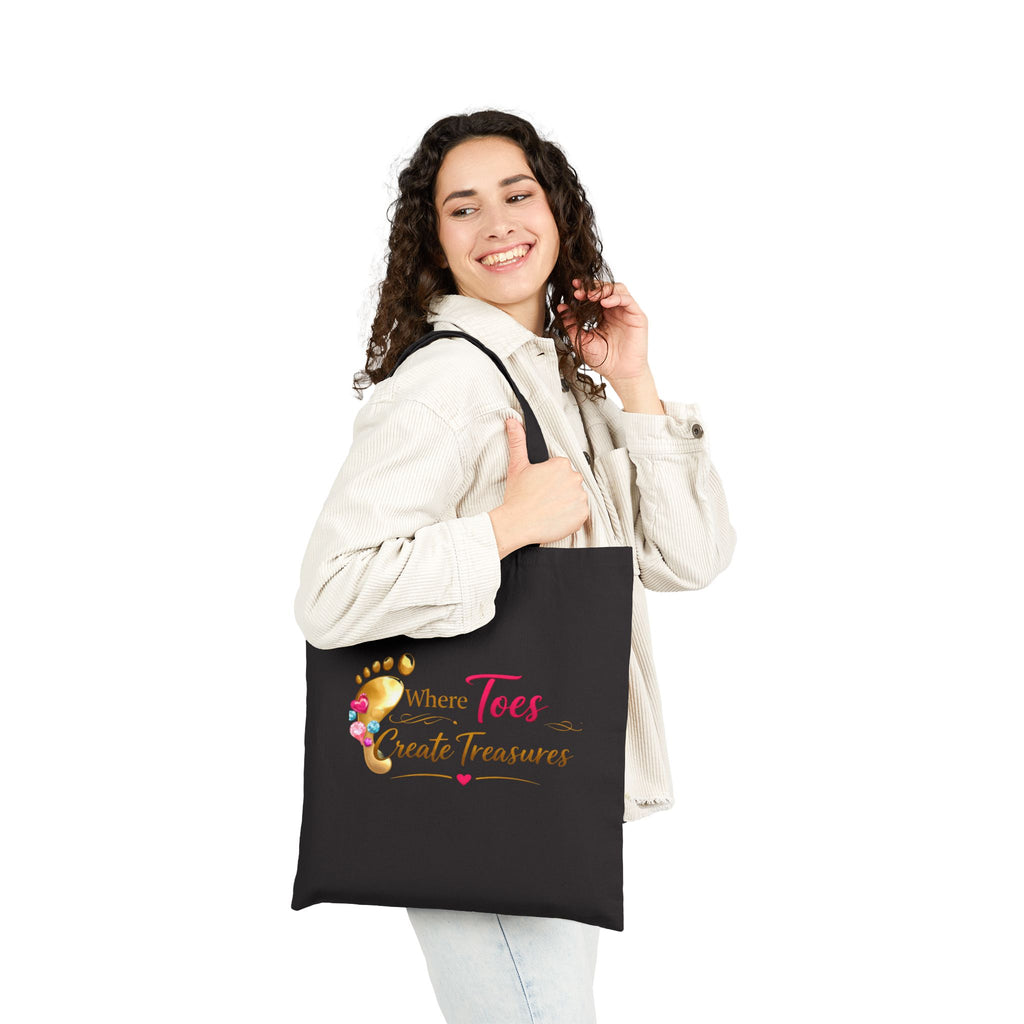 “Where Toes Create Treasures” — Cotton Canvas Tote Bag