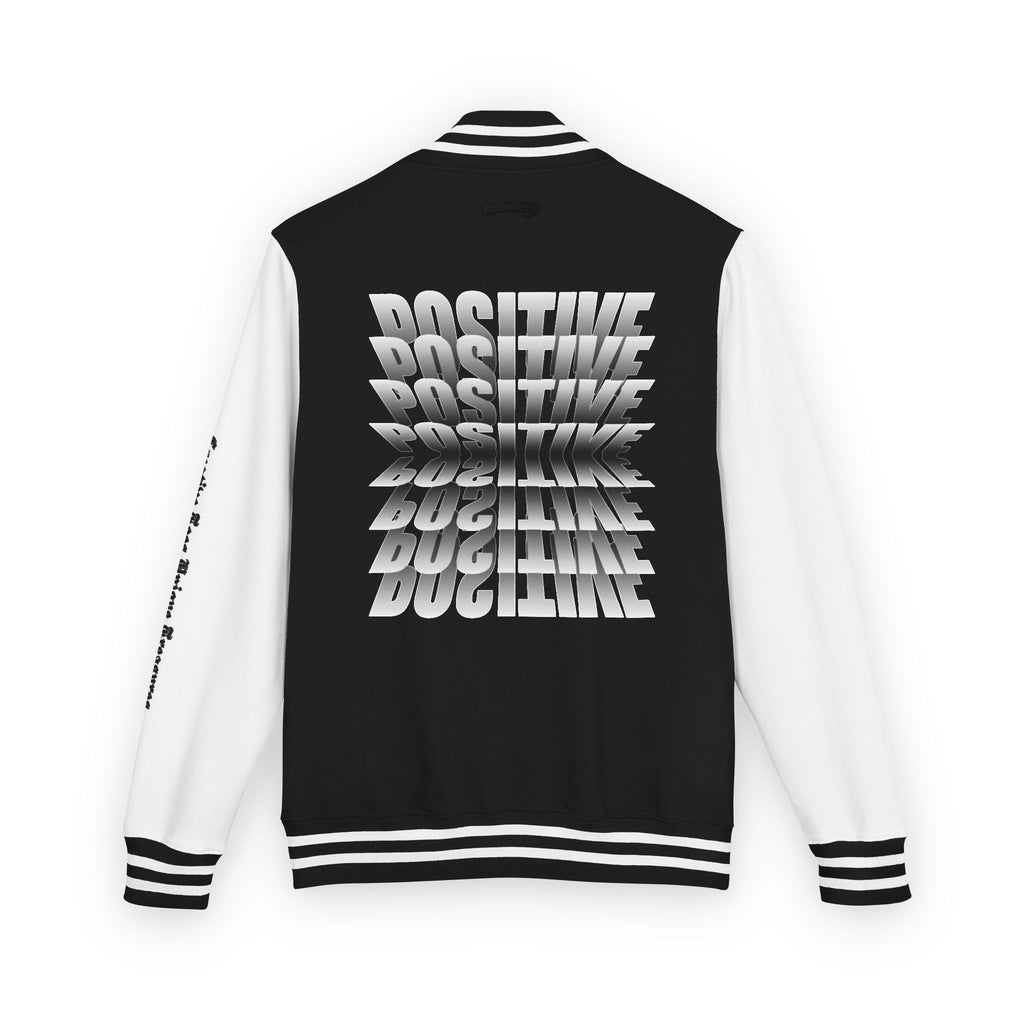 Unisex Heavyweight Letterman Jacket, Trendy Varsity Jacket, Youthful Streetwear, Positive Vibes Outerwear, Perfect for Casual Outings, [...]