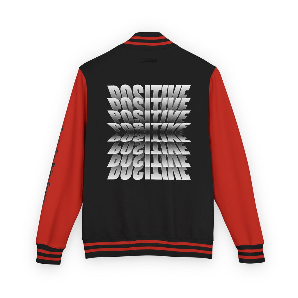 Unisex Heavyweight Letterman Jacket, Trendy Varsity Jacket, Youthful Streetwear, Positive Vibes Outerwear, Perfect for Casual Outings, [...]