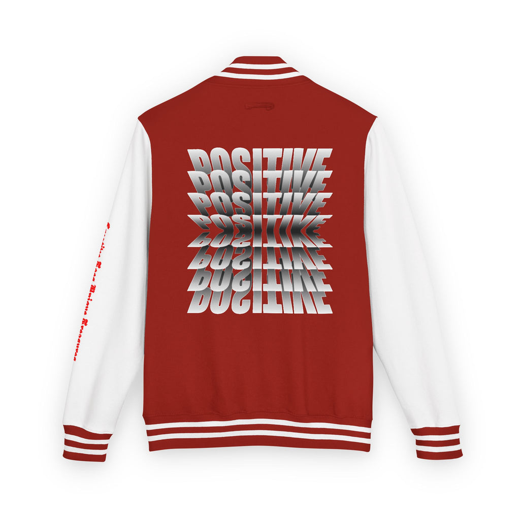 Unisex Heavyweight Letterman Jacket, Trendy Varsity Jacket, Youthful Streetwear, Positive Vibes Outerwear, Perfect for Casual Outings, [...]