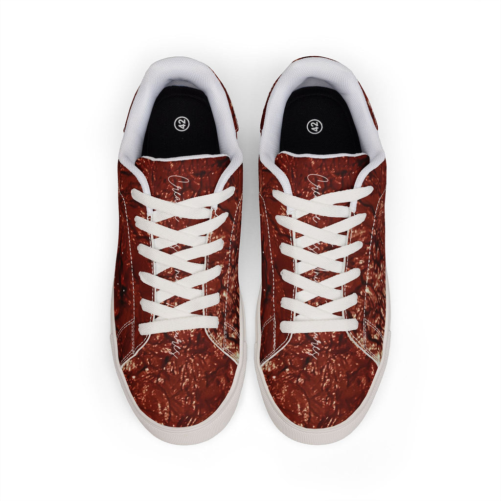 “Le sang qui sauver” Men Leather Low-Top Sneakers - Original Painting