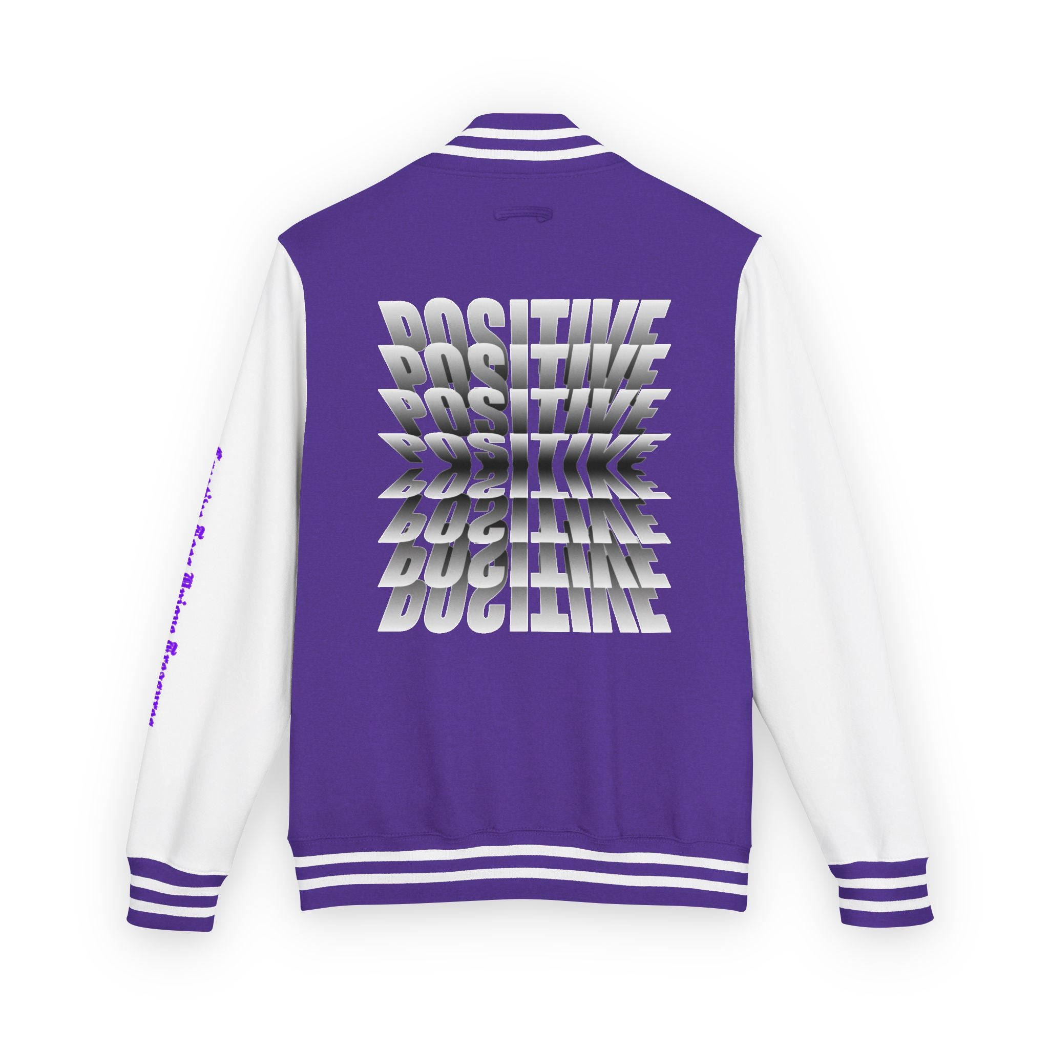Unisex Heavyweight Letterman Jacket, Trendy Varsity Jacket, Youthful Streetwear, Positive Vibes Outerwear, Perfect for Casual Outings, [...]
