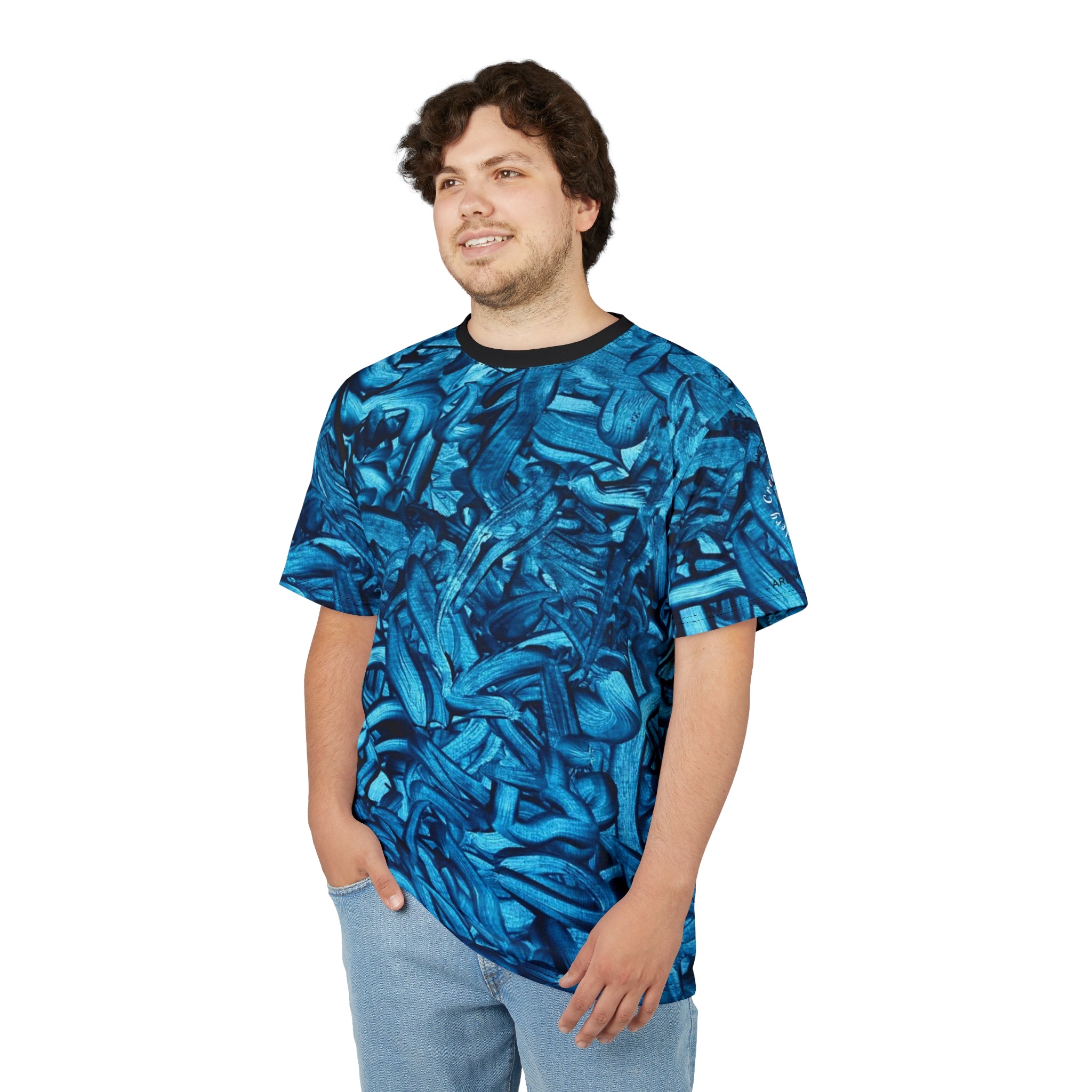 Vibrant “True Blue ||” Abstract Unisex Cut & Sew Tee