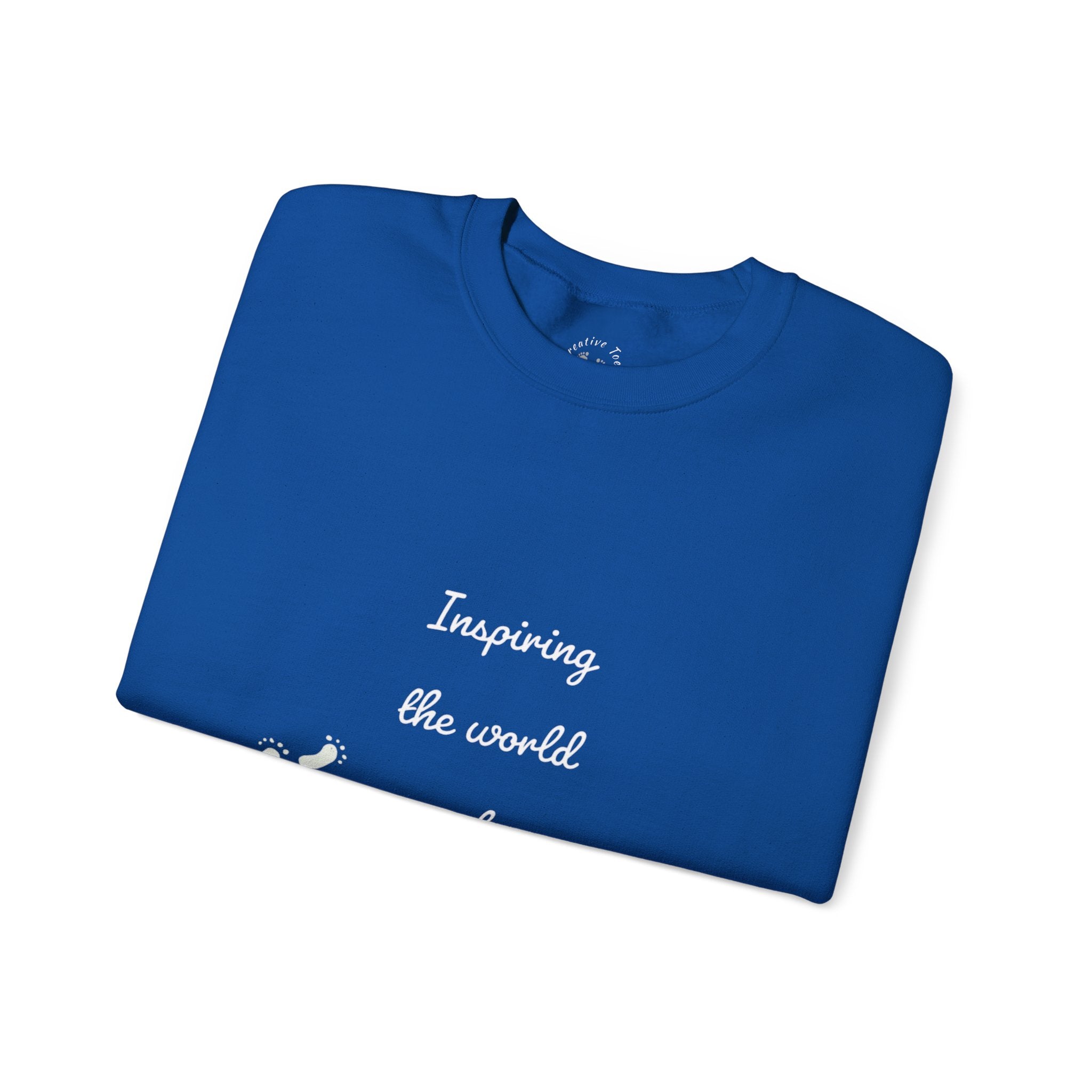 “Inspiring The world One Toe At A Time” Unisex Crewneck Sweatshirt | Creative Toes Art Gallery