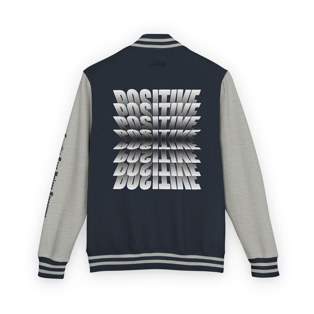 Unisex Heavyweight Letterman Jacket, Trendy Varsity Jacket, Youthful Streetwear, Positive Vibes Outerwear, Perfect for Casual Outings, [...]