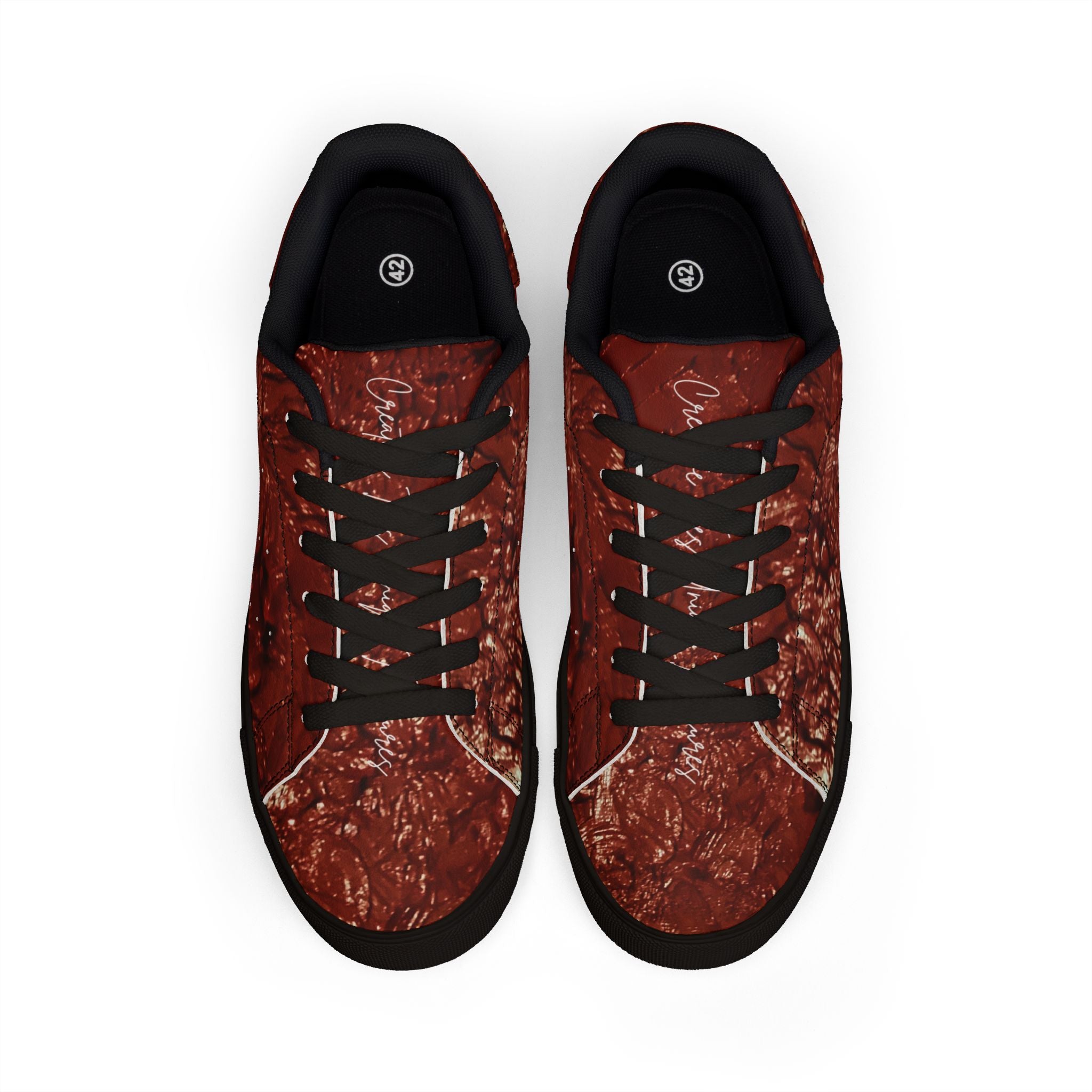 “Le sang qui sauver” Women Leather Low-Top Sneakers - Original Painting