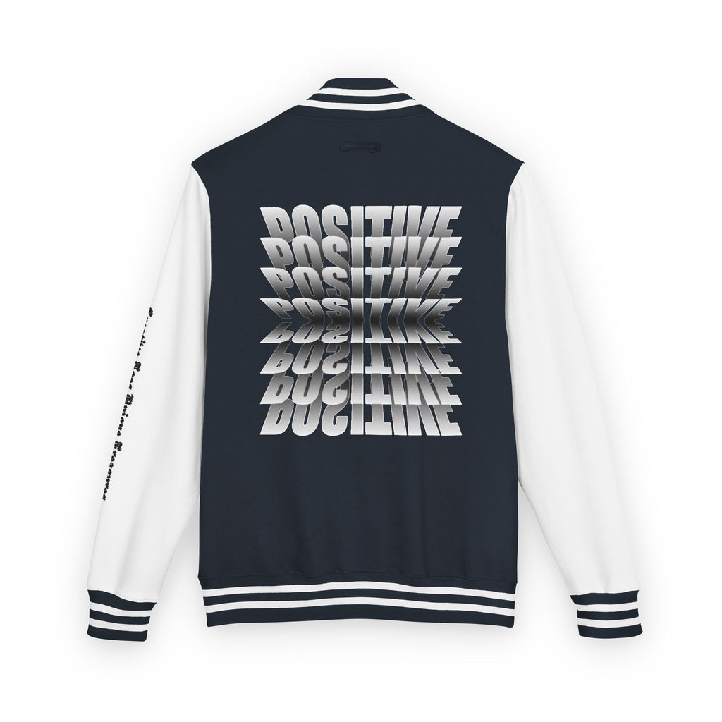 Unisex Heavyweight Letterman Jacket, Trendy Varsity Jacket, Youthful Streetwear, Positive Vibes Outerwear, Perfect for Casual Outings, [...]