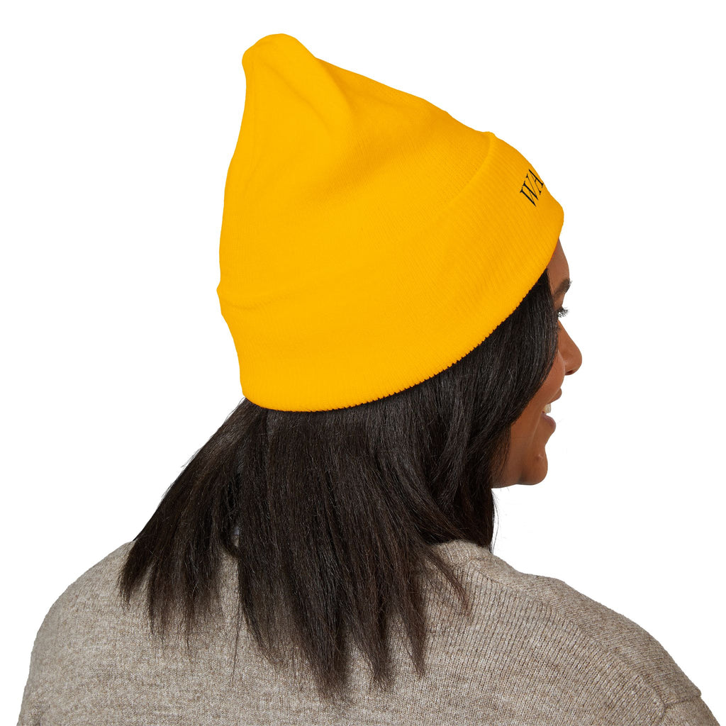 Classic Cuffed Beanie | Embroidered Warrior Hat for Adventurers, Winter Fashion, Gift for Her, Cozy Knit Cap, Unisex Beanie
