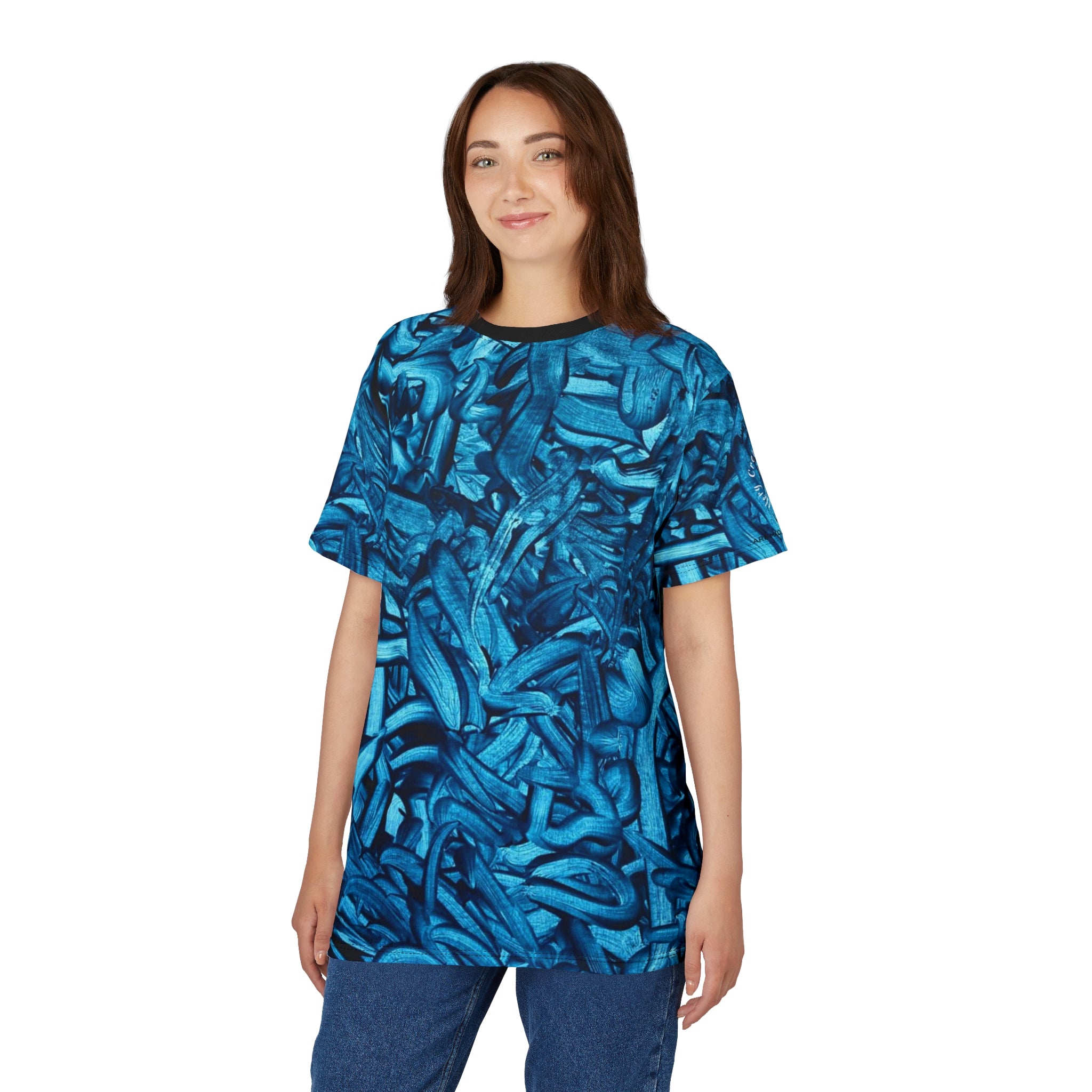 Vibrant “True Blue ||” Abstract Unisex Cut & Sew Tee