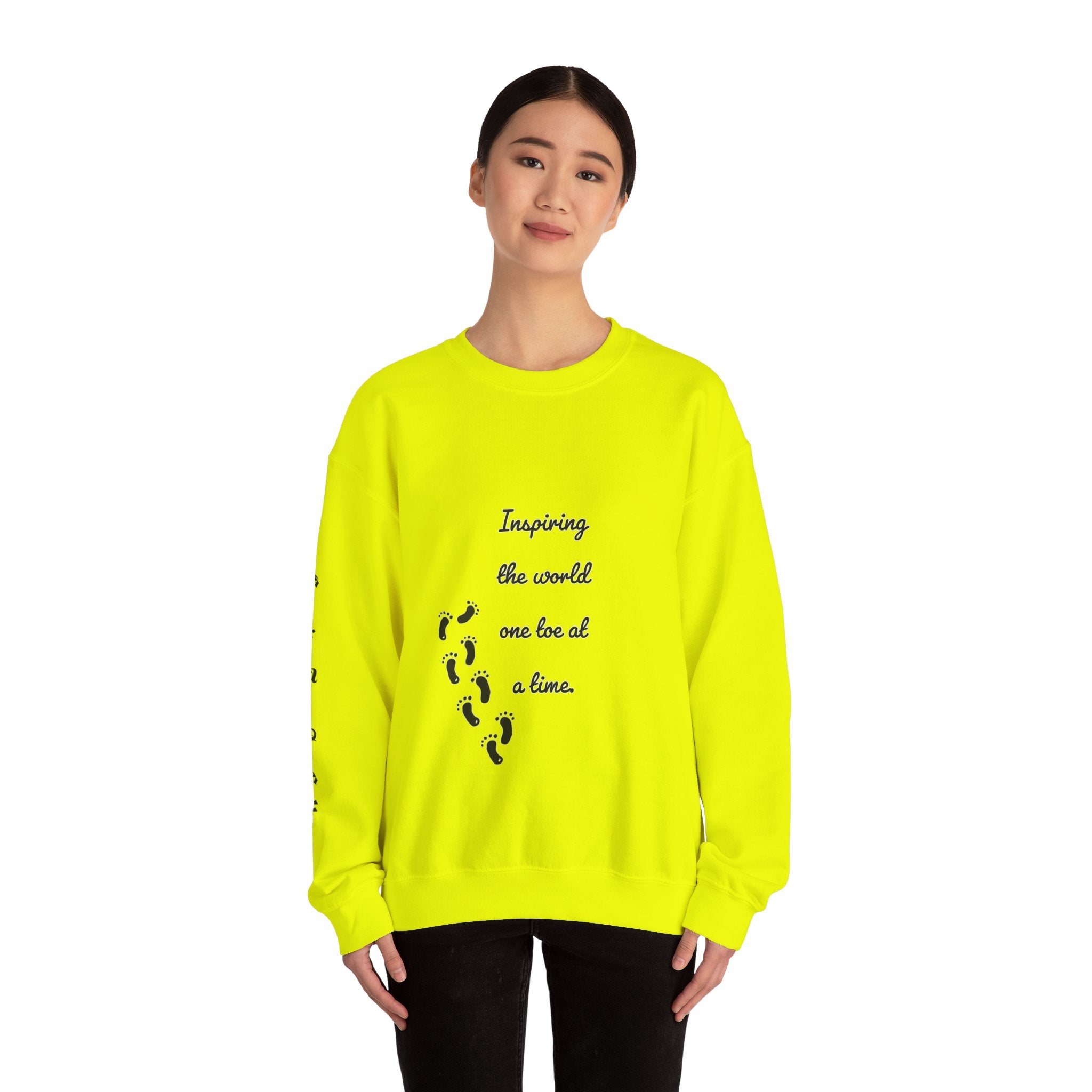 “Inspiring The world One Toe At A Time” Unisex Crewneck Sweatshirt | Creative Toes Art Gallery