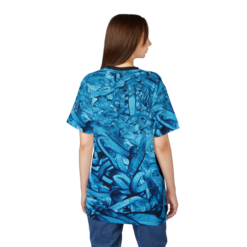 Vibrant “True Blue |” Abstract Unisex Cut & Sew Tee