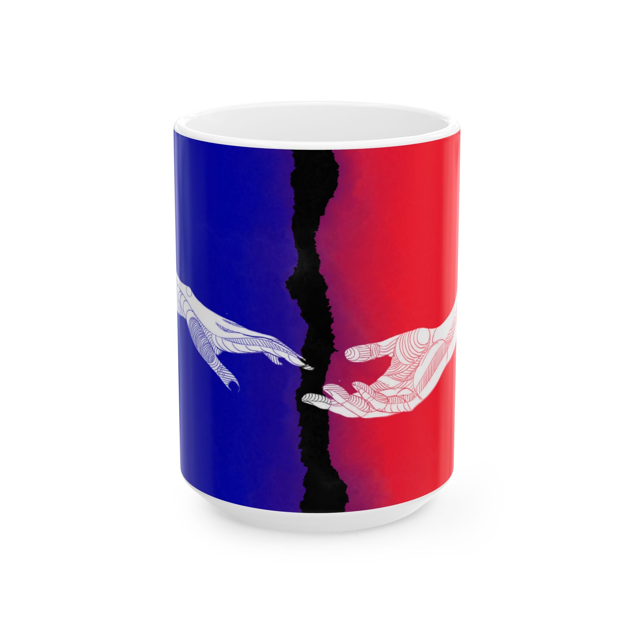 “Hand in hand” artistic Ceramic Mug - Hand Connection Design, 11oz & 15oz
