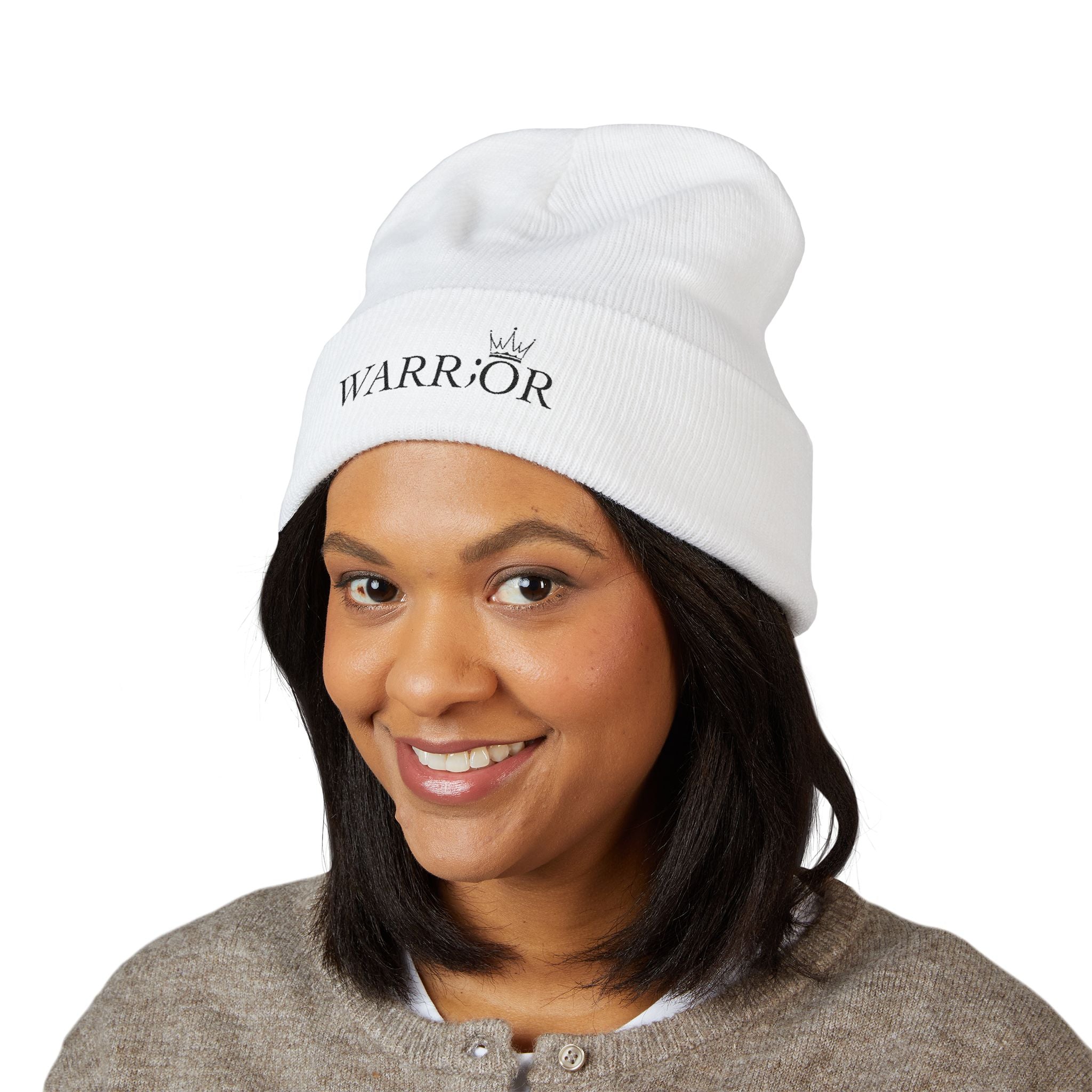 Classic Cuffed Beanie | Embroidered Warrior Hat for Adventurers, Winter Fashion, Gift for Her, Cozy Knit Cap, Unisex Beanie