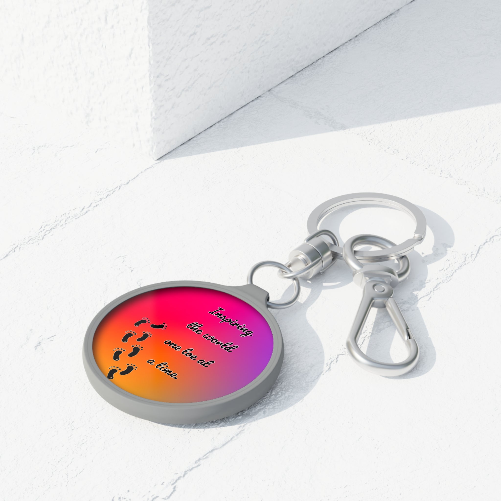 “Inspiring The World, One Toe At A Time.” Keyring Tag | Creative Toes Art Gallery