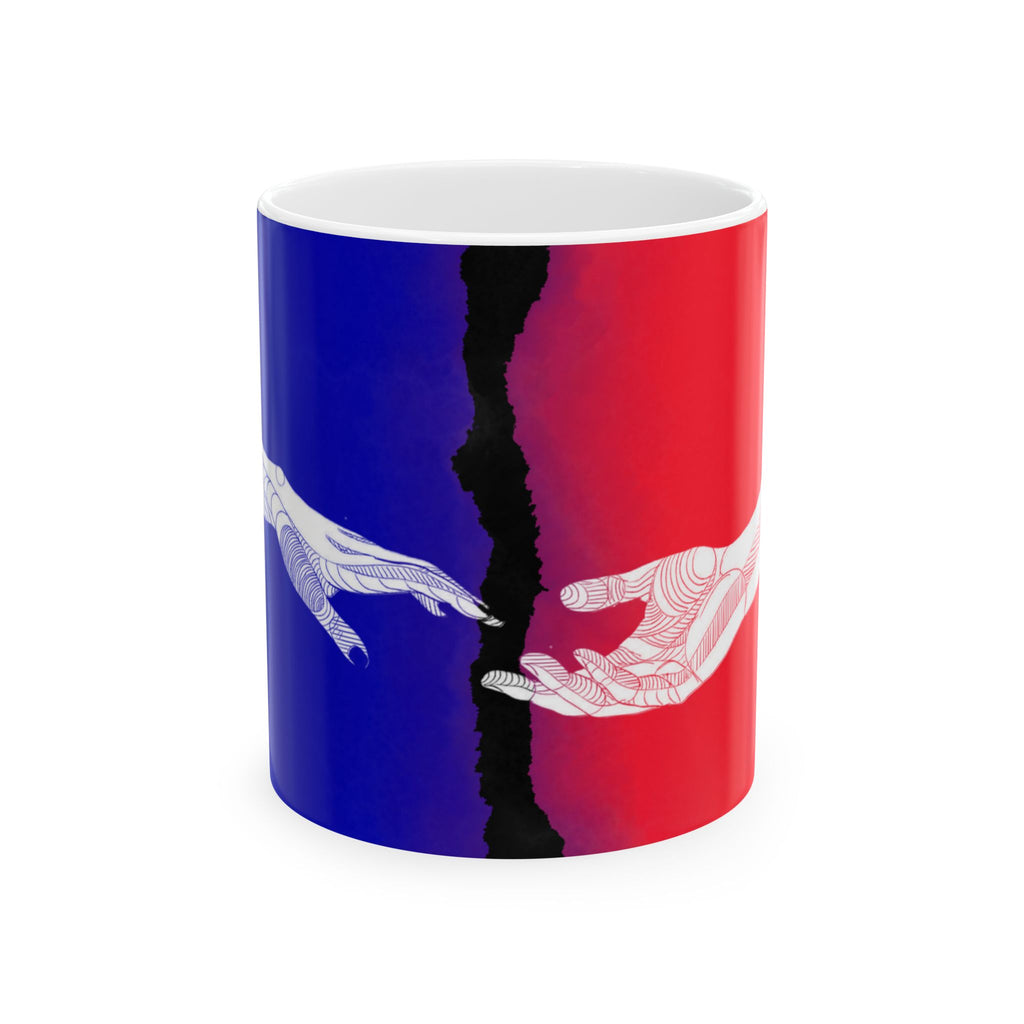 “Hand in hand” artistic Ceramic Mug - Hand Connection Design, 11oz & 15oz