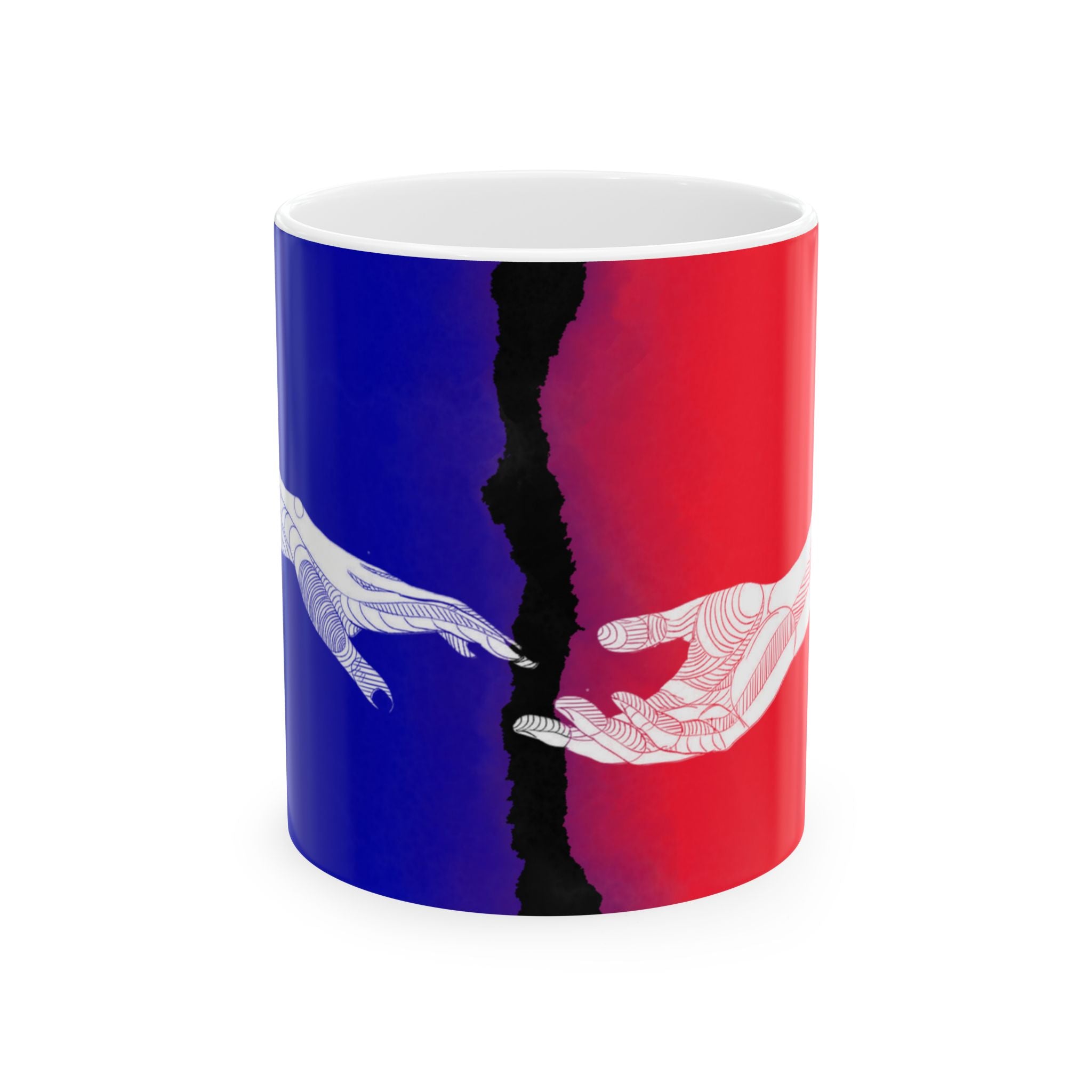 “Hand in hand” artistic Ceramic Mug - Hand Connection Design, 11oz & 15oz