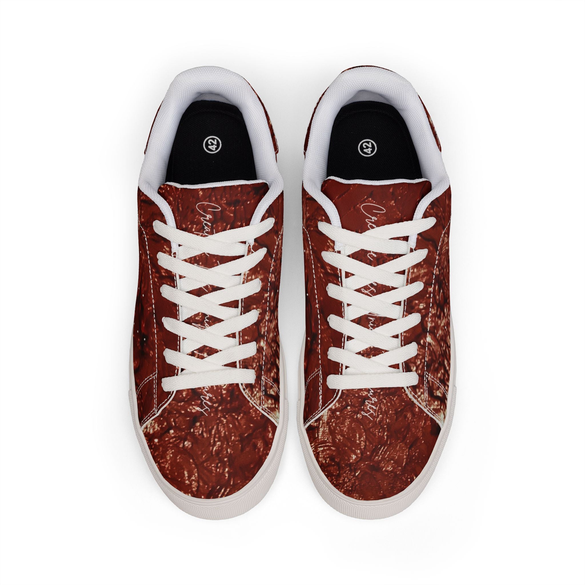 “Le sang qui sauver” Women Leather Low-Top Sneakers - Original Painting