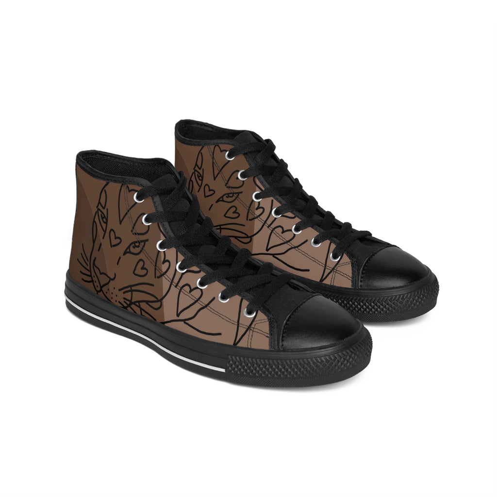 Stylish Cat-Themed High-Top Sneakers for Animal Lovers, Unique Gift for Pet Owners, Comfortable Casual Footwear, Trendy Animal Print Shoes