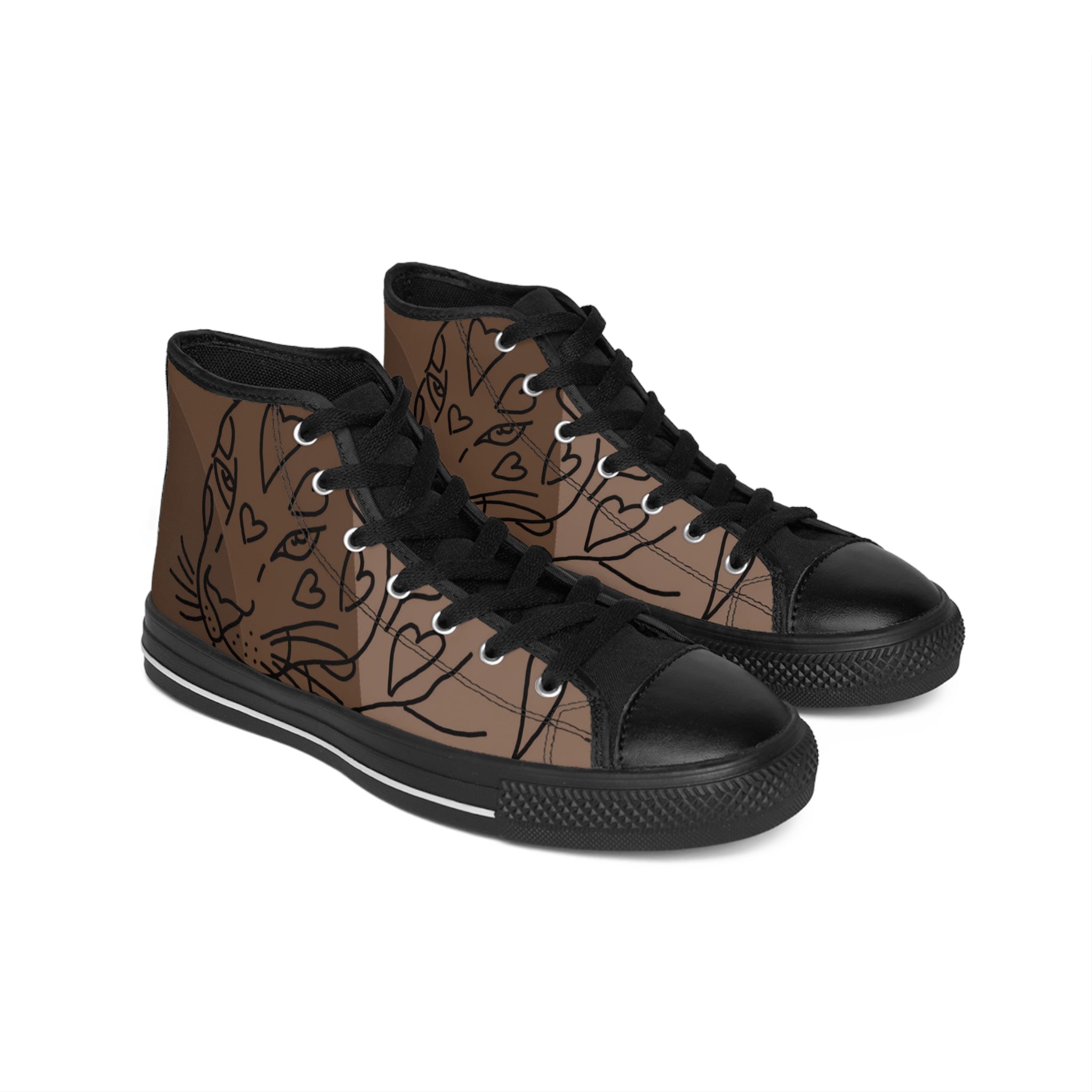 Stylish Cat-Themed High-Top Sneakers for Animal Lovers, Unique Gift for Pet Owners, Comfortable Casual Footwear, Trendy Animal Print Shoes