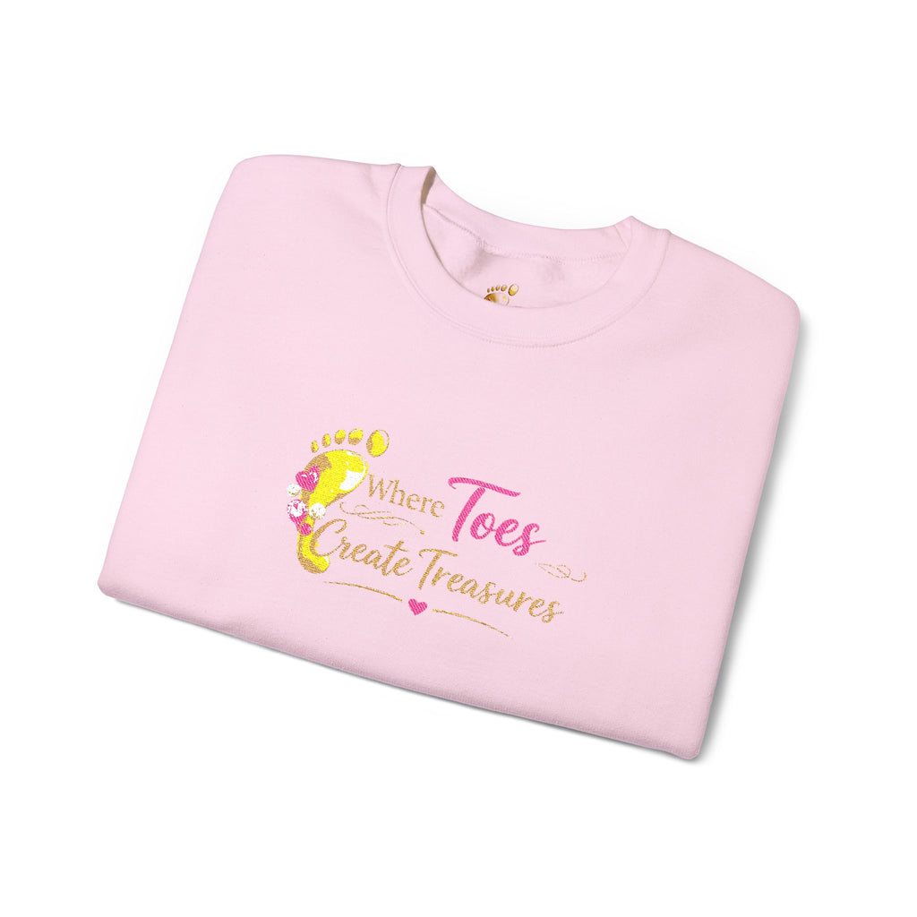 Crewneck Sweatshirt — "When Toes Create Treasures" Floral Beach Mom Pullover