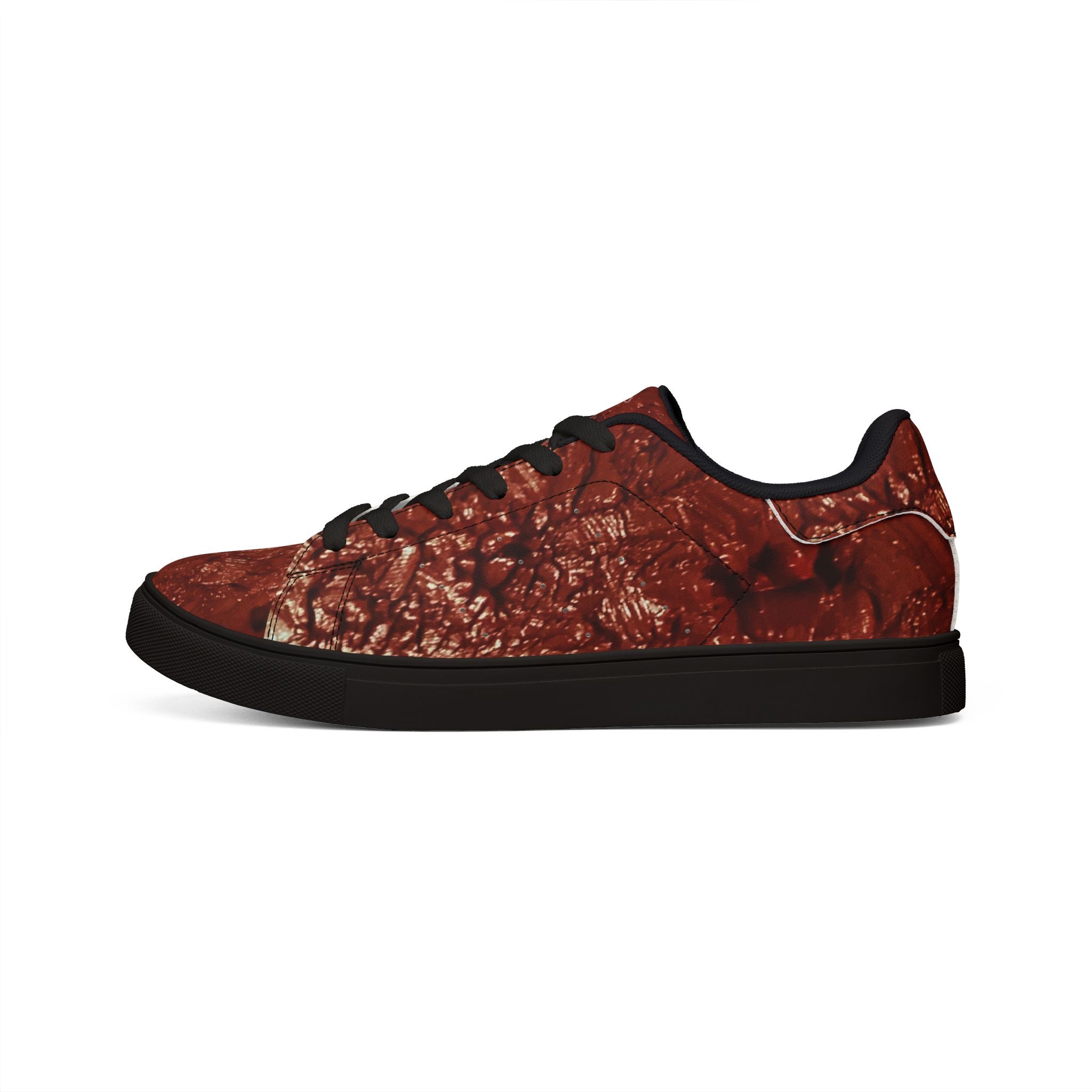 “Le sang qui sauver” Women Leather Low-Top Sneakers - Original Painting