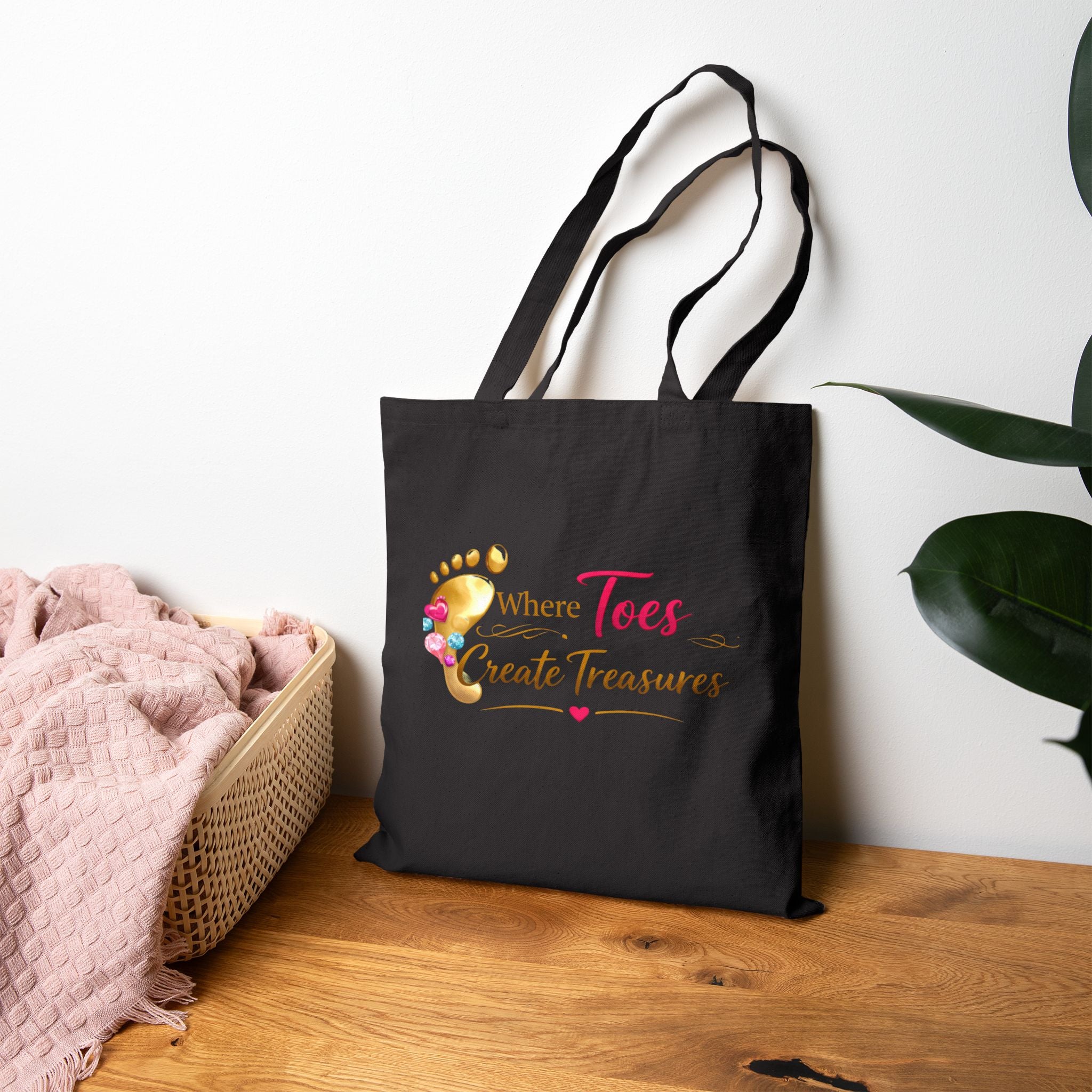 “Where Toes Create Treasures” — Cotton Canvas Tote Bag