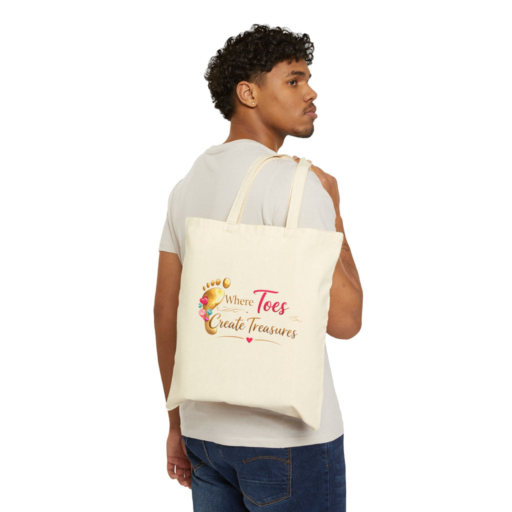 “Where Toes Create Treasures” — Cotton Canvas Tote Bag