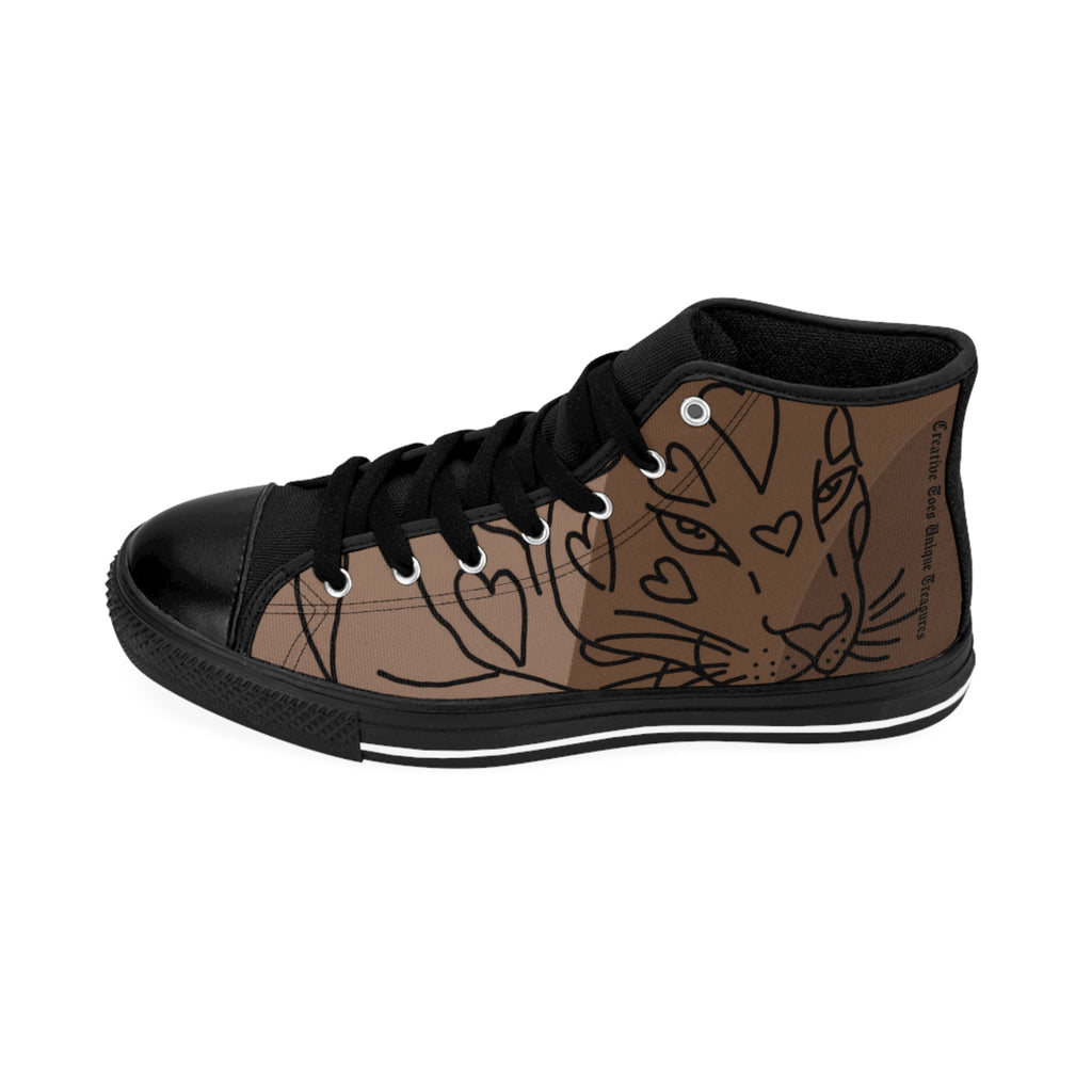 Stylish Cat-Themed High-Top Sneakers for Animal Lovers, Unique Gift for Pet Owners, Comfortable Casual Footwear, Trendy Animal Print Shoes