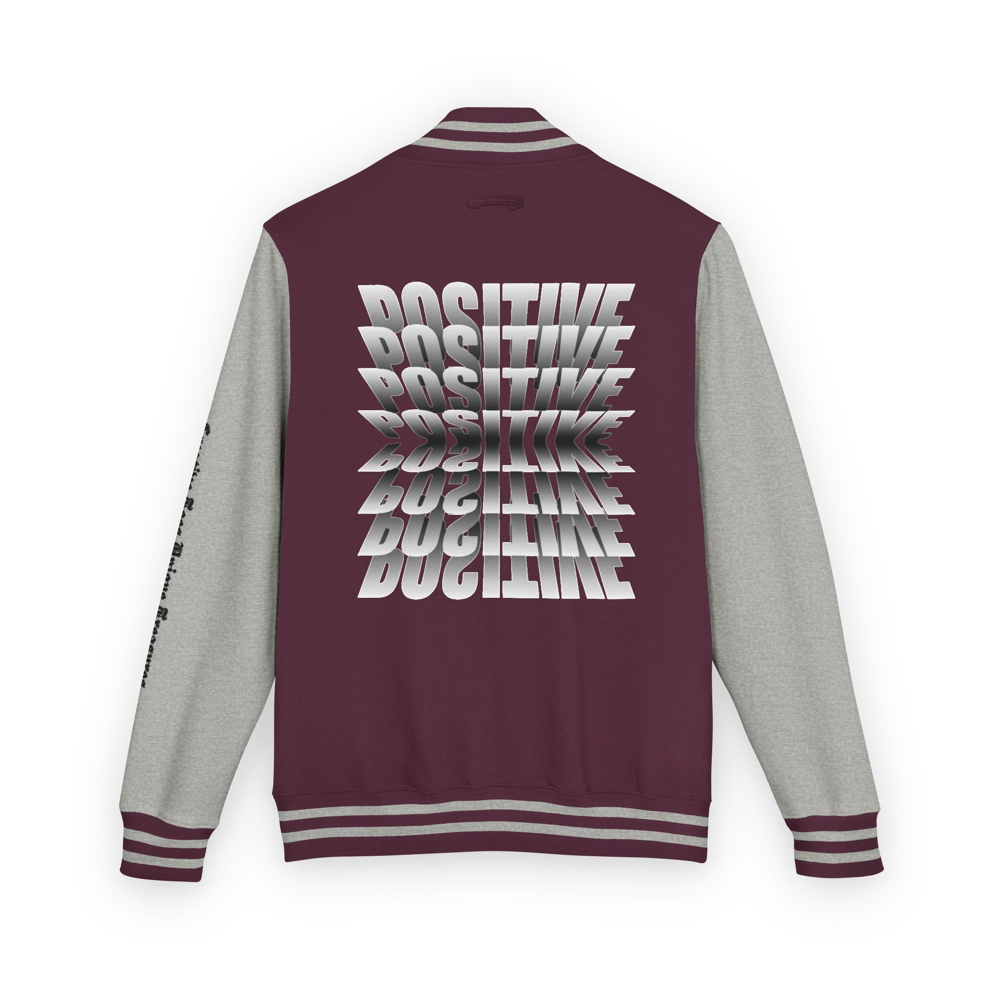 Unisex Heavyweight Letterman Jacket, Trendy Varsity Jacket, Youthful Streetwear, Positive Vibes Outerwear, Perfect for Casual Outings, [...]