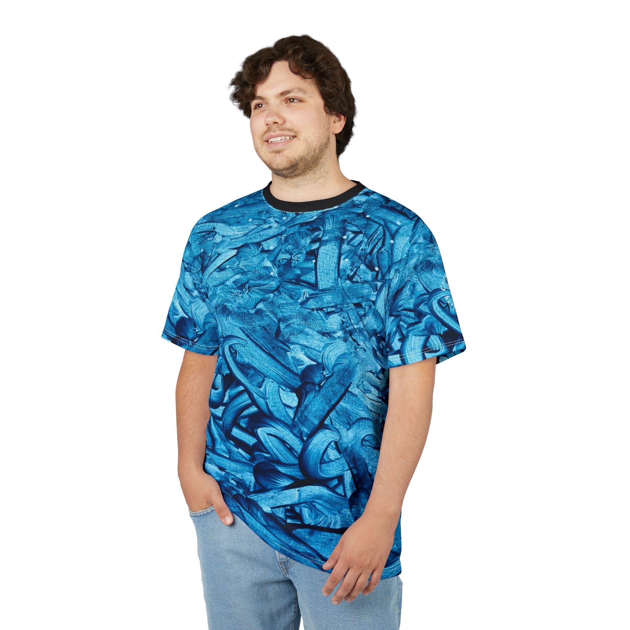 Vibrant “True Blue |” Abstract Unisex Cut & Sew Tee